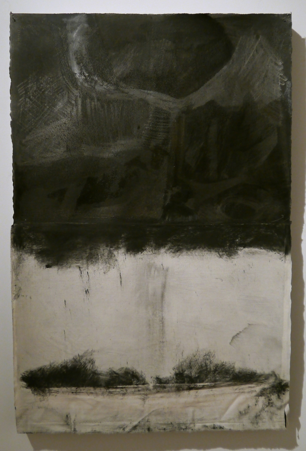  Kathline Carr,  Below,&nbsp; Graphite, muslin, acrylic on paper, 34x22.5 