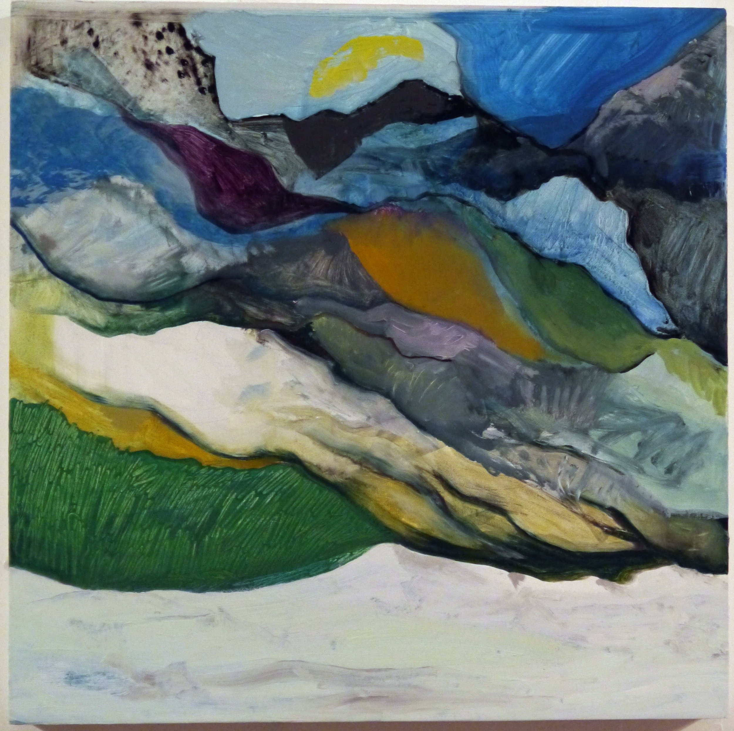  Kathline Carr,  On a Plain (Glaciation),&nbsp; &nbsp;Oil and graphite on wood, 17x17 