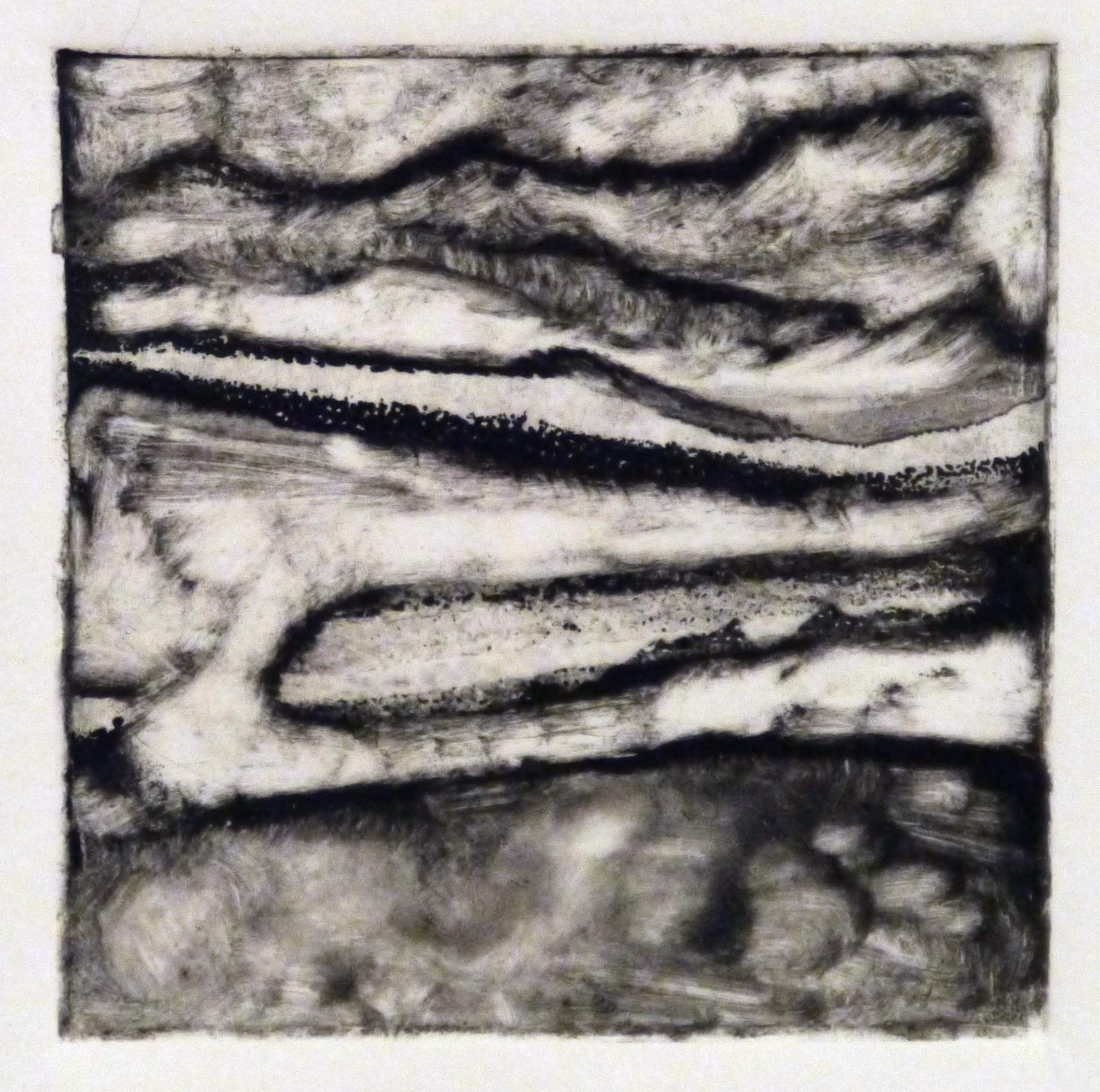  Kathline Carr,  Landform Series #3,  Monotype, 10x10 framed 