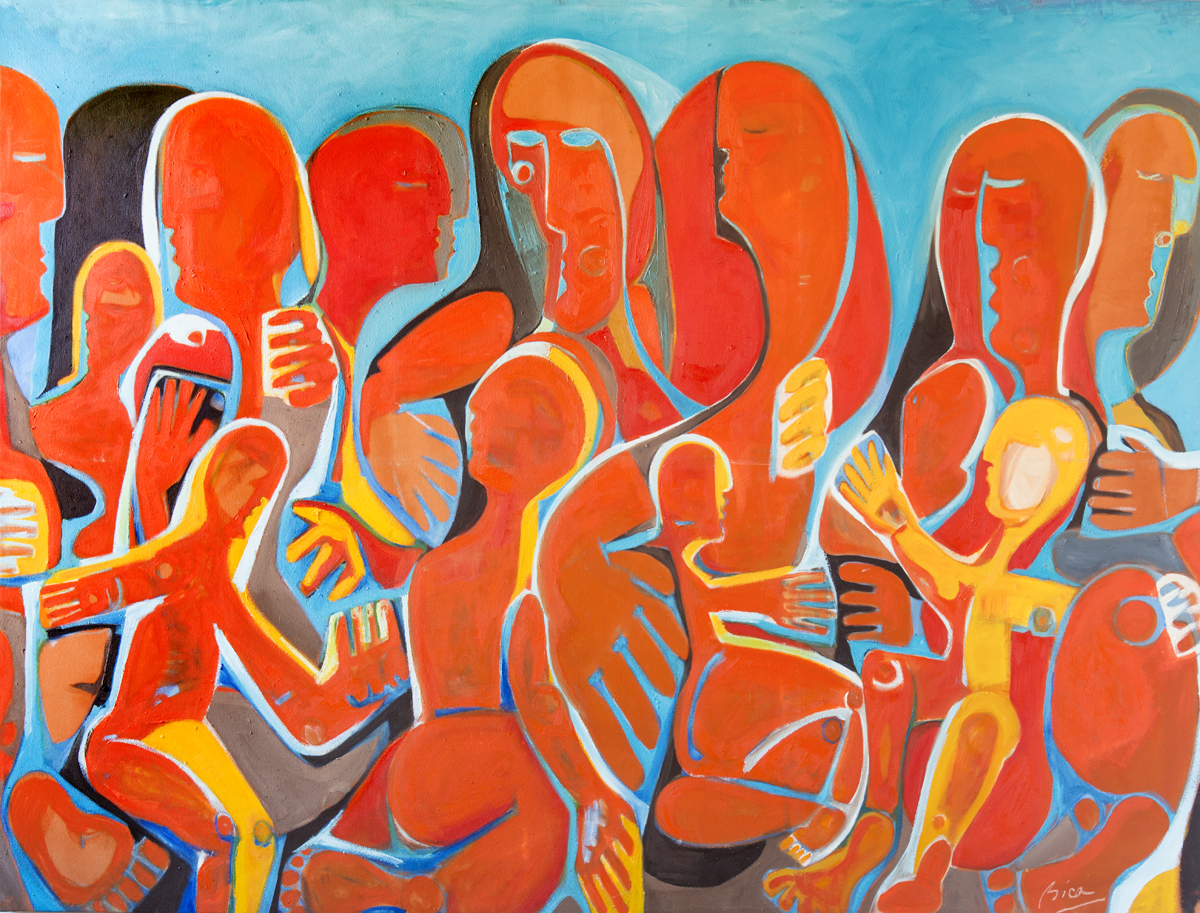  Sorin Bica,&nbsp; We're All Mothers , oil on canvas, 68" x 99" 
