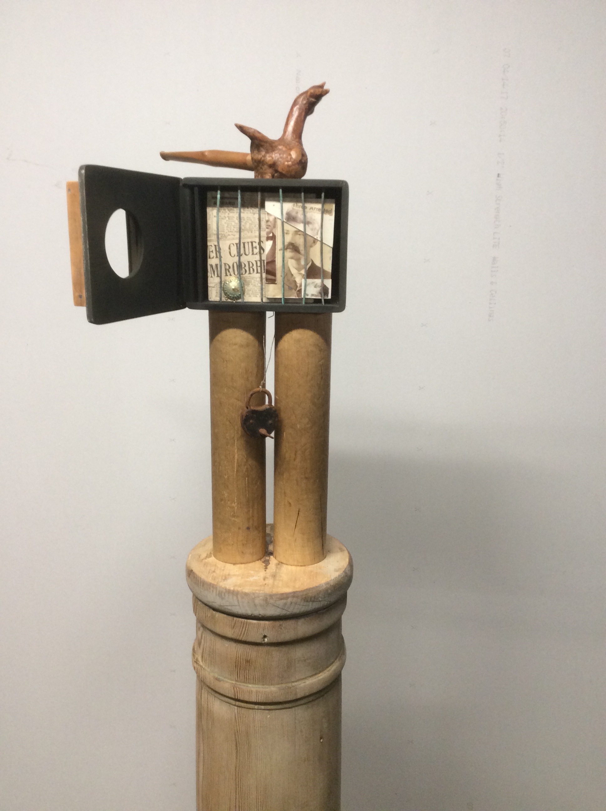  Stephen Martin,  Jail Bird House , assemblage, dimensions vary; 6' tall 