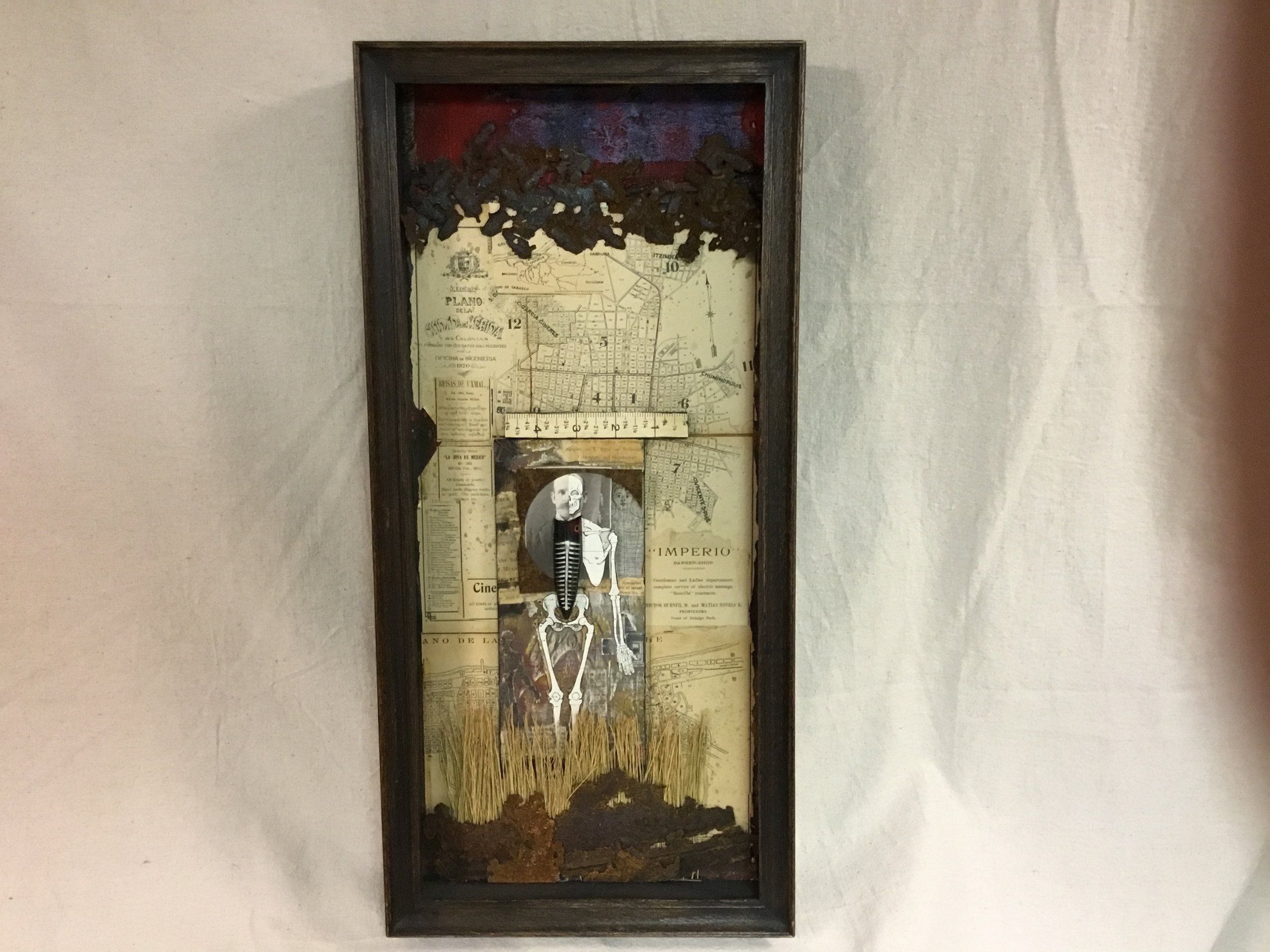  Stephen Martin,  Storm Clouds Gathered after his Death, &nbsp;assemblage, 12" x 24" 