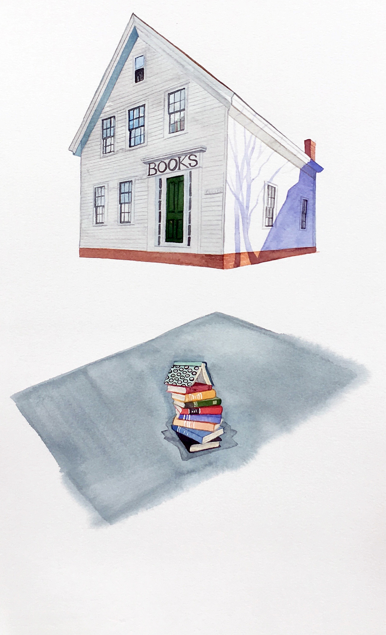   Rising Bookstore , watercolor 