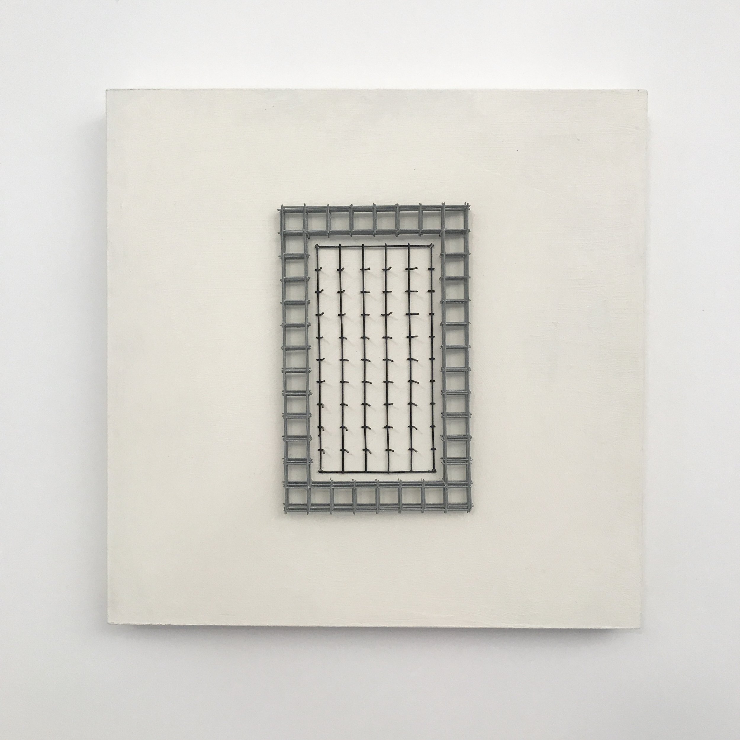  Doug Cross,  Meditation Square #3 , Wire mesh and wood, 12”x12”x3” 