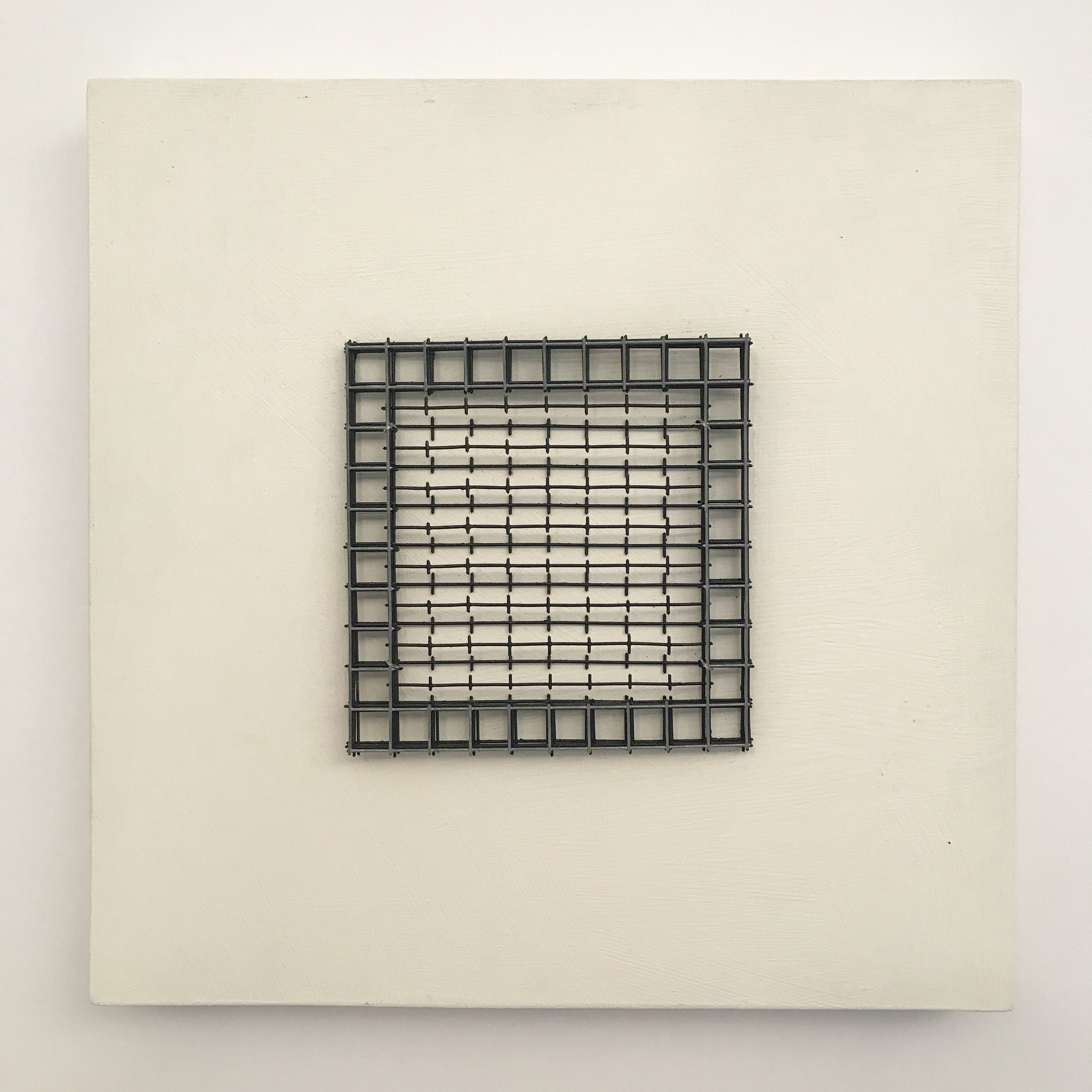  Doug Cross,  Meditation Square #4,  Wire mesh and wood, 12”x12”x3” 