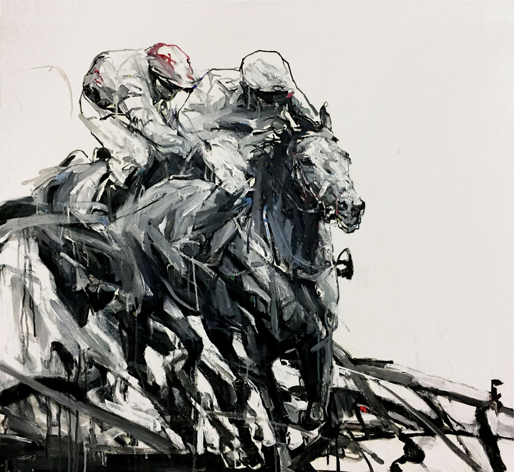  Shao Yuan Zhang,  Racetrack,  Acrylic and oil on canvas, 36x41 