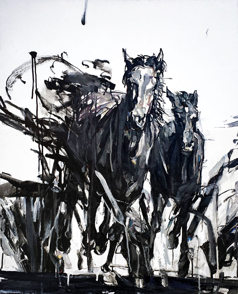  Shao Yuan Zhang,  The Herd,  Acrylic and oil on canvas, 27x33 