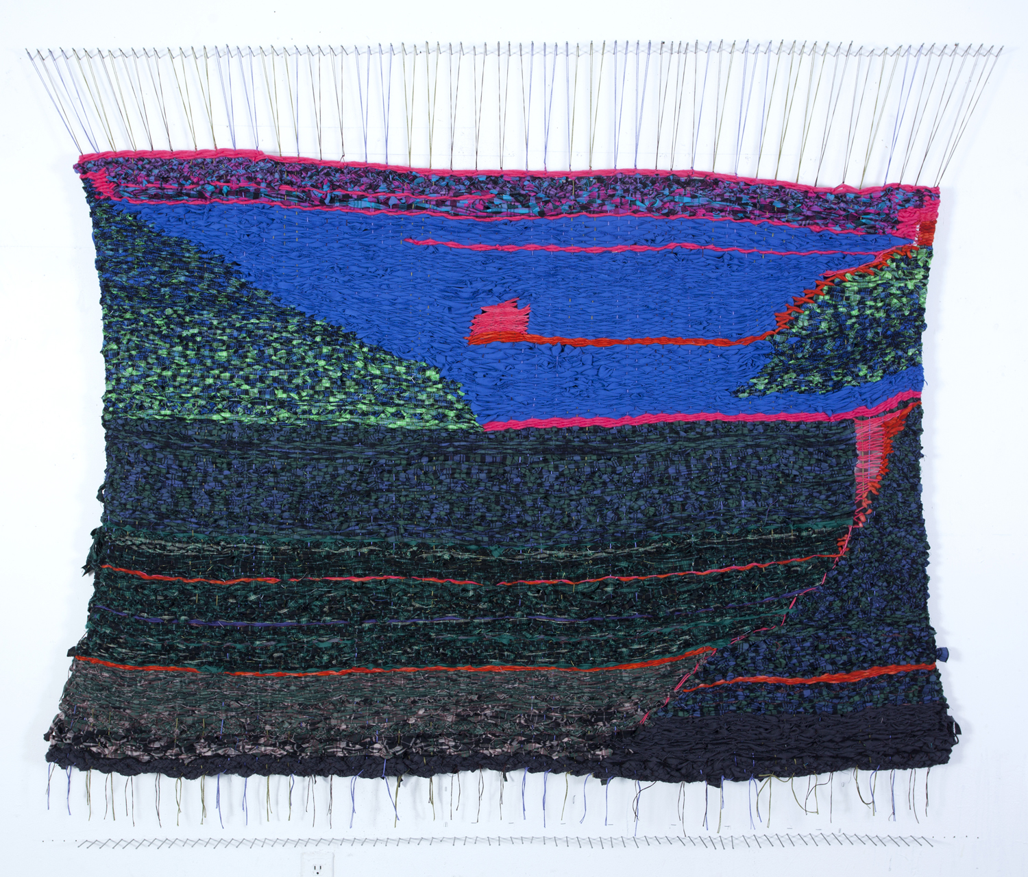  Stacey Piwinski,  Envelope of Sadness , Flannel remnants, yarn and string, 49x78 