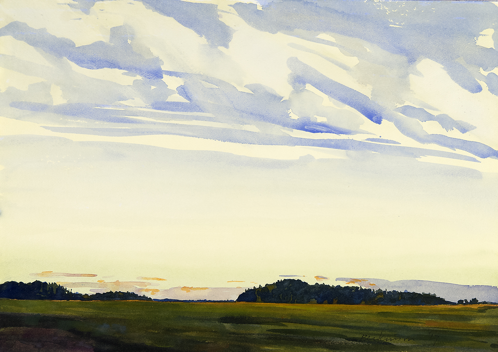  Roy Perkinson,  Clouds in Essex , Watercolor, 14x20 