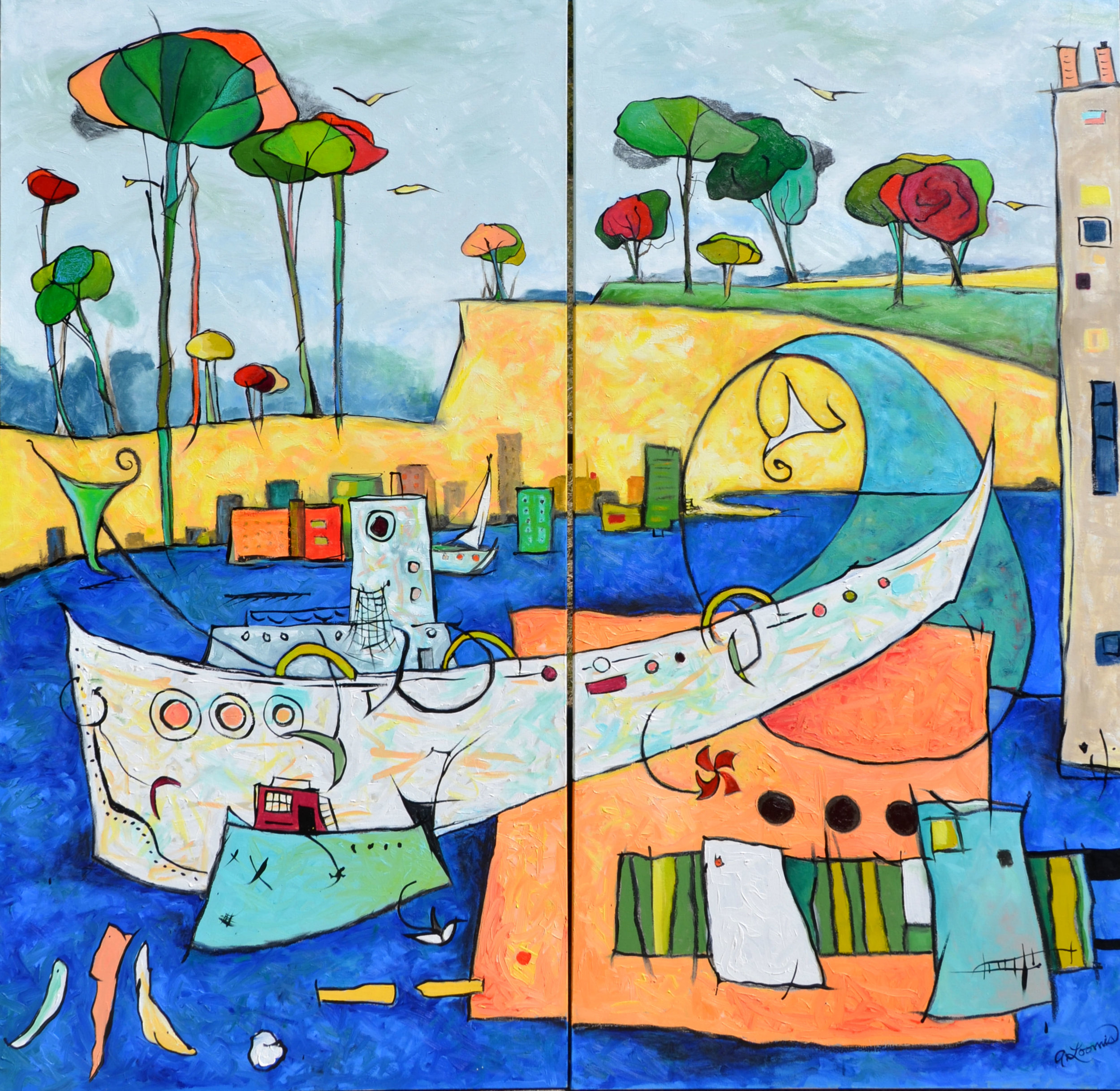  Anita Loomis,  Olde Port , oil on canvas, 60x60 