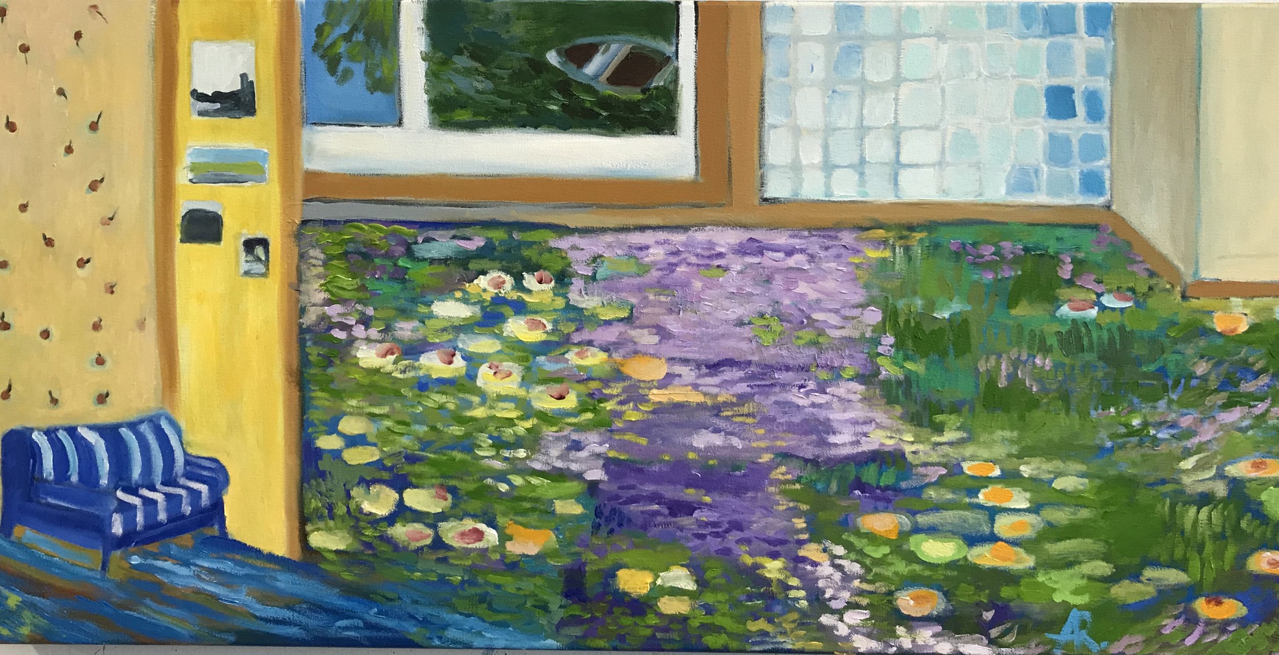    Flood In Giverny    Oil on canvas, 20” x 40”, 2018 