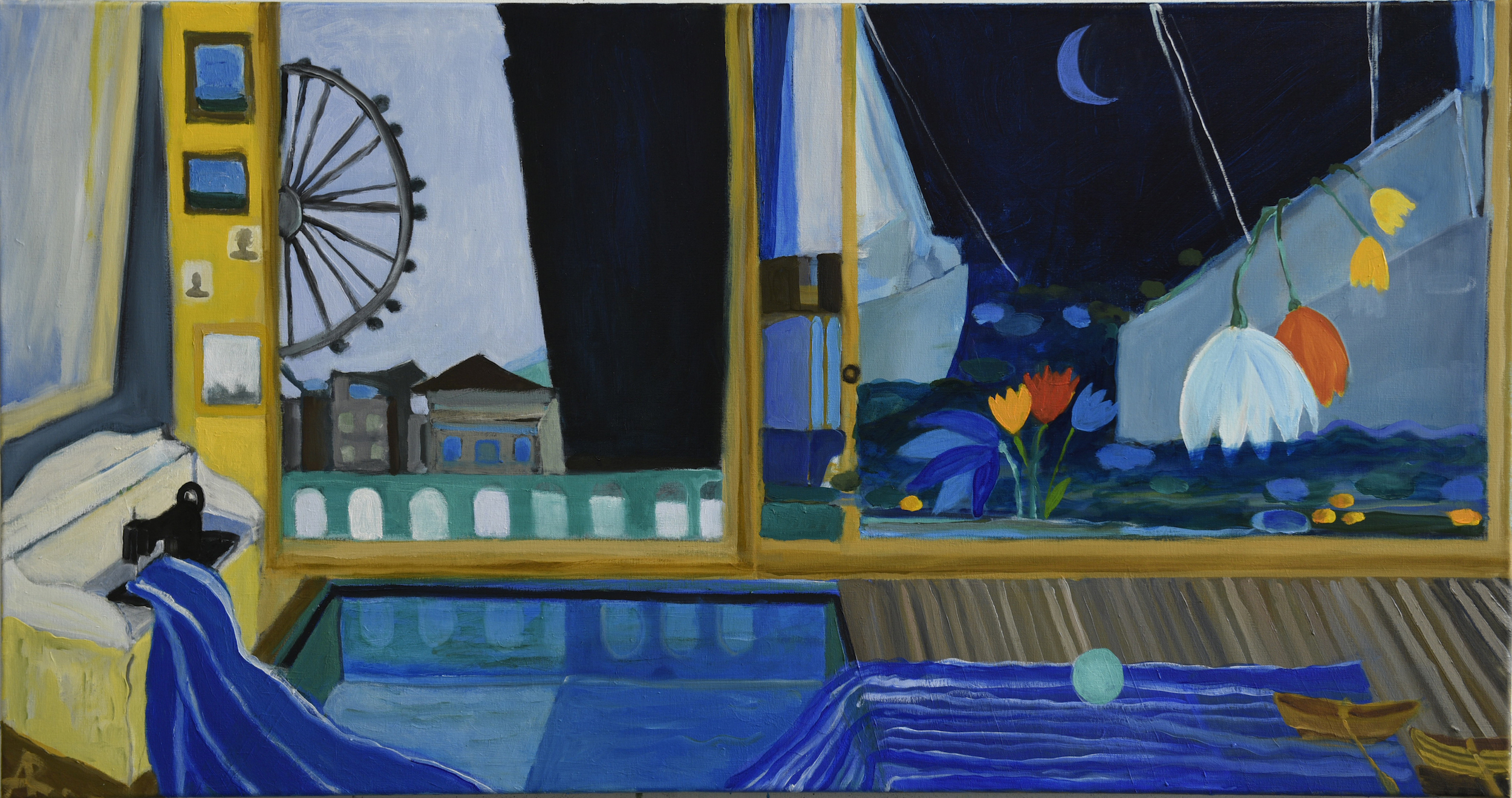 Window Of Captain’s Wife And Her Two Sons , 24” x 48”, 2018