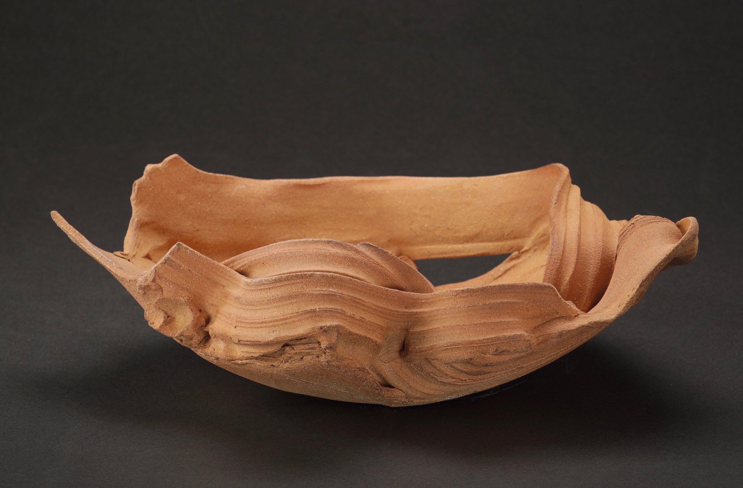  Mimi Howard,  Low Bowl, River Series #34 , unglazed stoneware, 19x7x6 