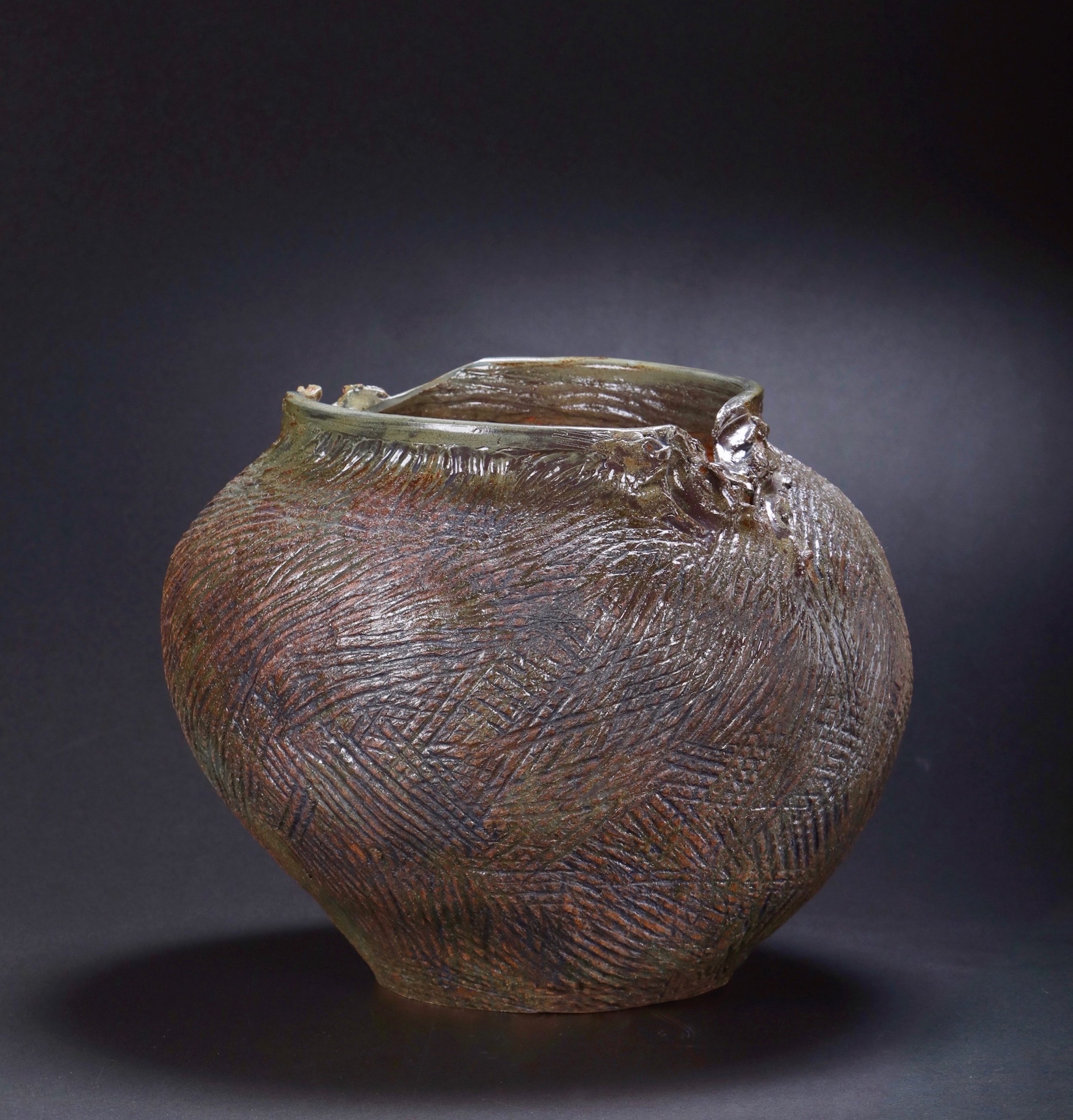  Mimi Howard,  Metallic Globe #6 , glazed stoneware, 20x17x15 