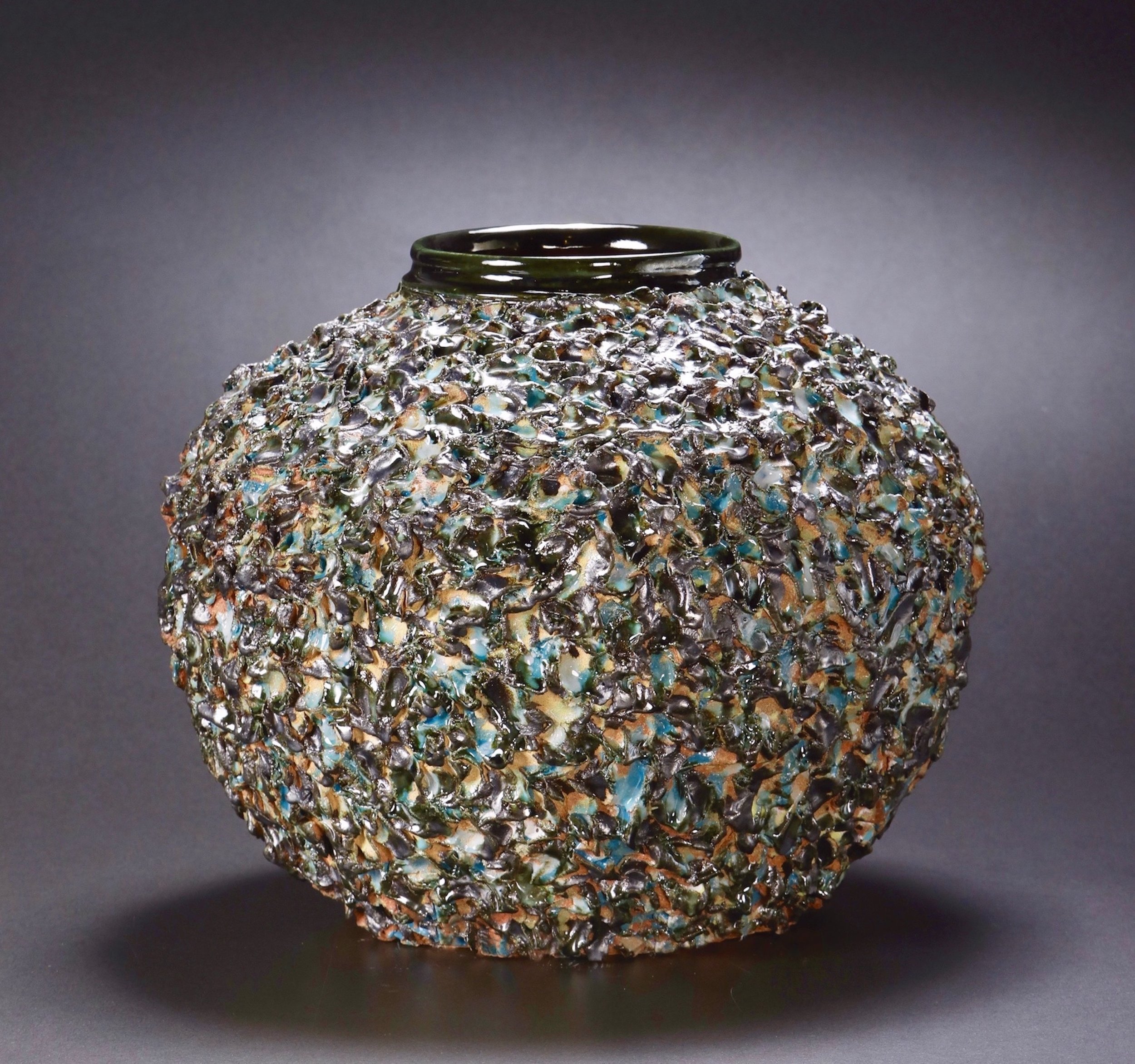 Mimi Howard, Textured Globe #5 , glazed stoneware, 22x17x15