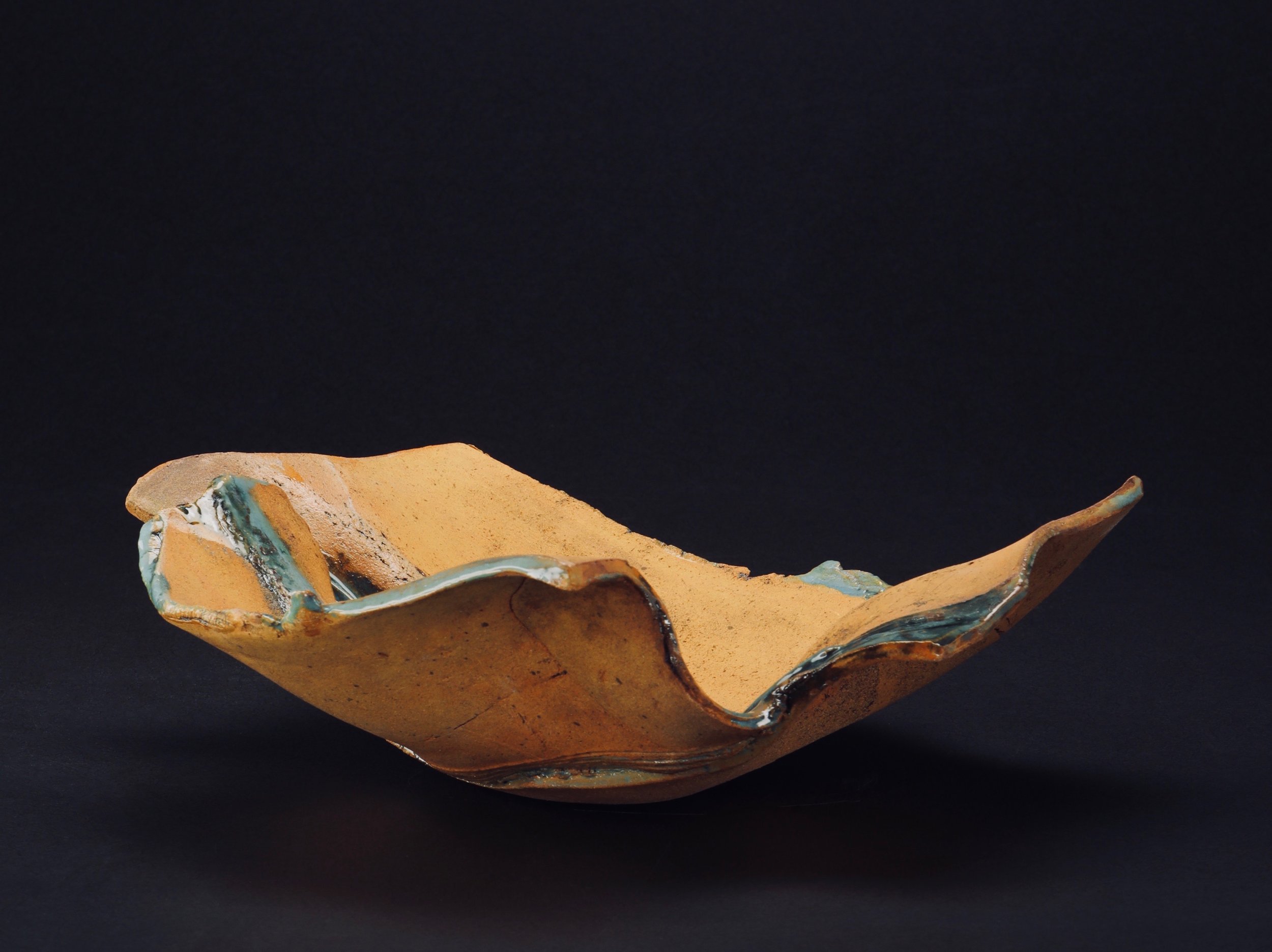  Mimi Howard,  Low Bowl, River Series #19 , glazed stoneware, 20x6x3 
