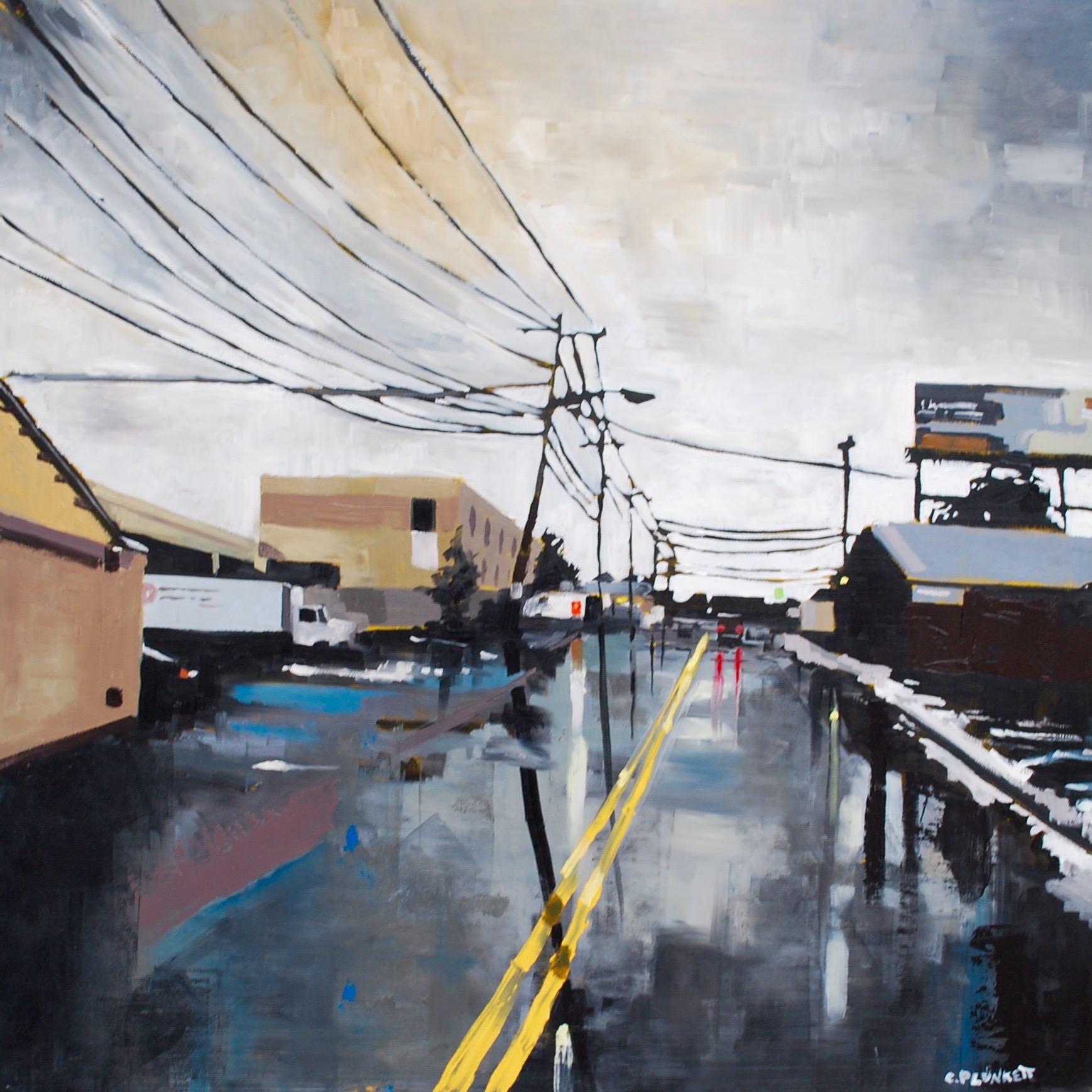    Tenean Street, Dorchester    oil on wood panel, 30 x 30 inches 