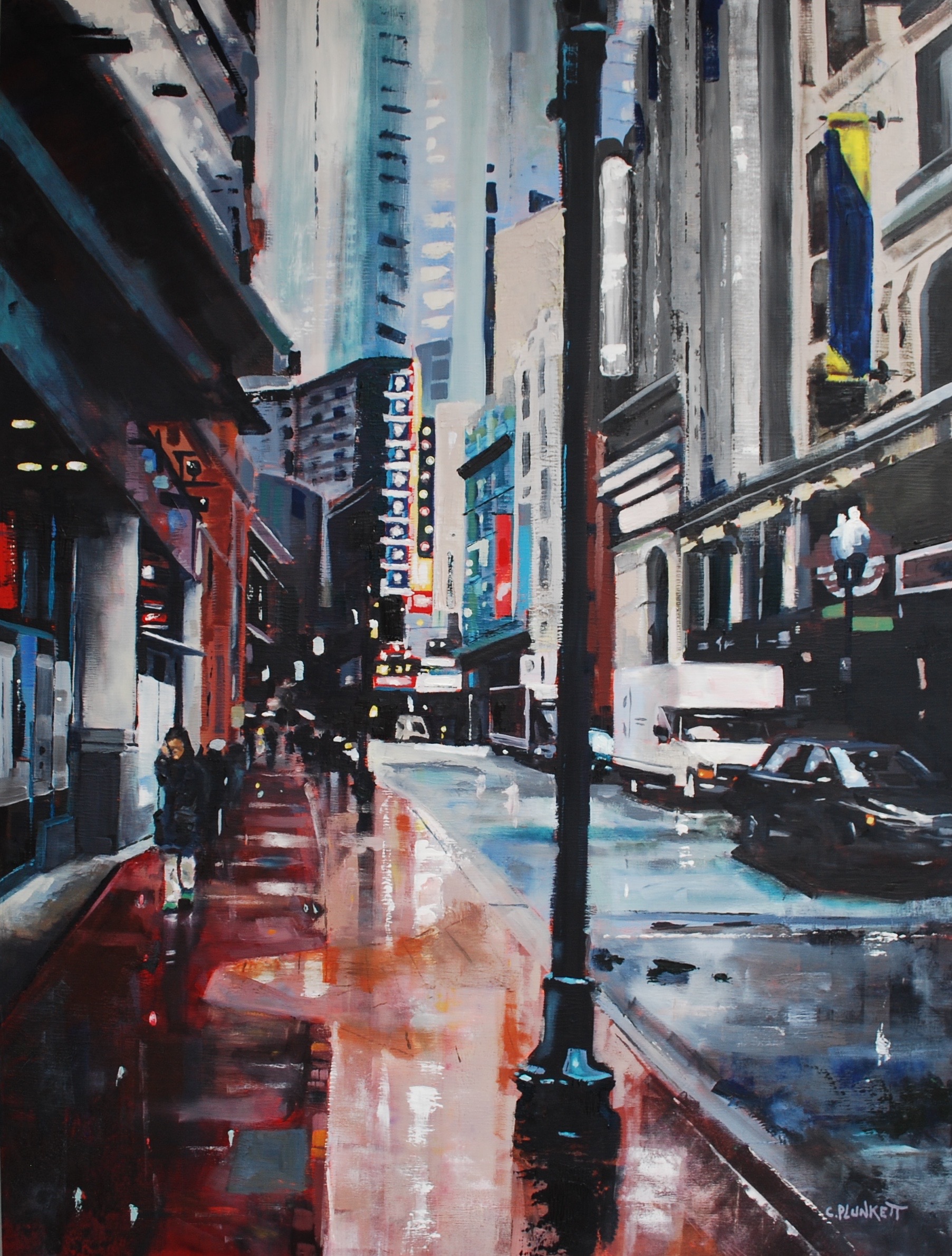  Chris Plunkett,  Downtown Crossing , oil on wood panel, 40x30 