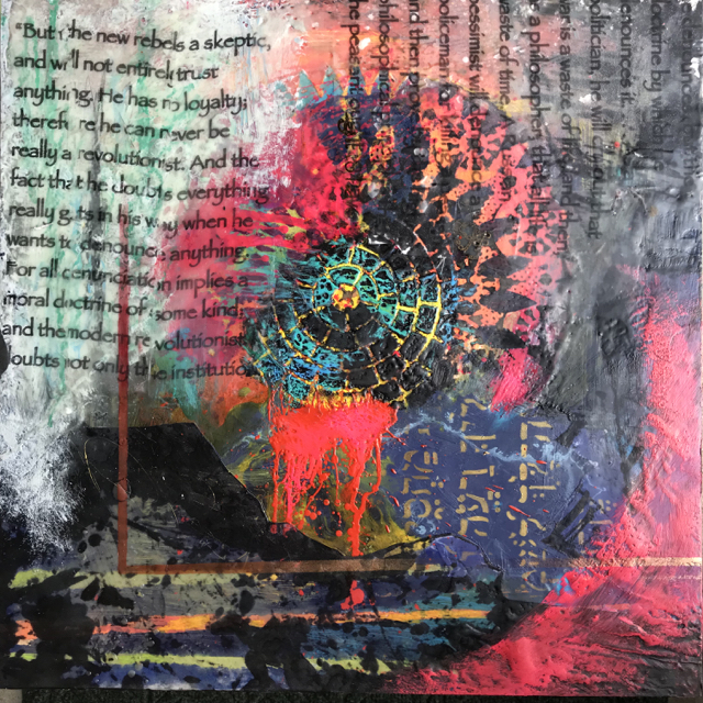  Mary Marley,  Rebel Rights , encaustic painting, 18x18 