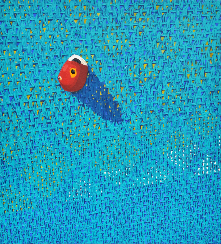 Andrea Barone, dot spot , oil on canvas, 23” x 21”