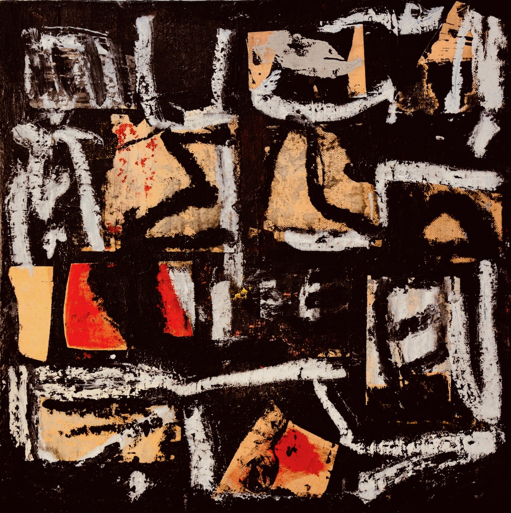 Susan Coley, Alchemy , oil and collage on canvas, 40”x40”