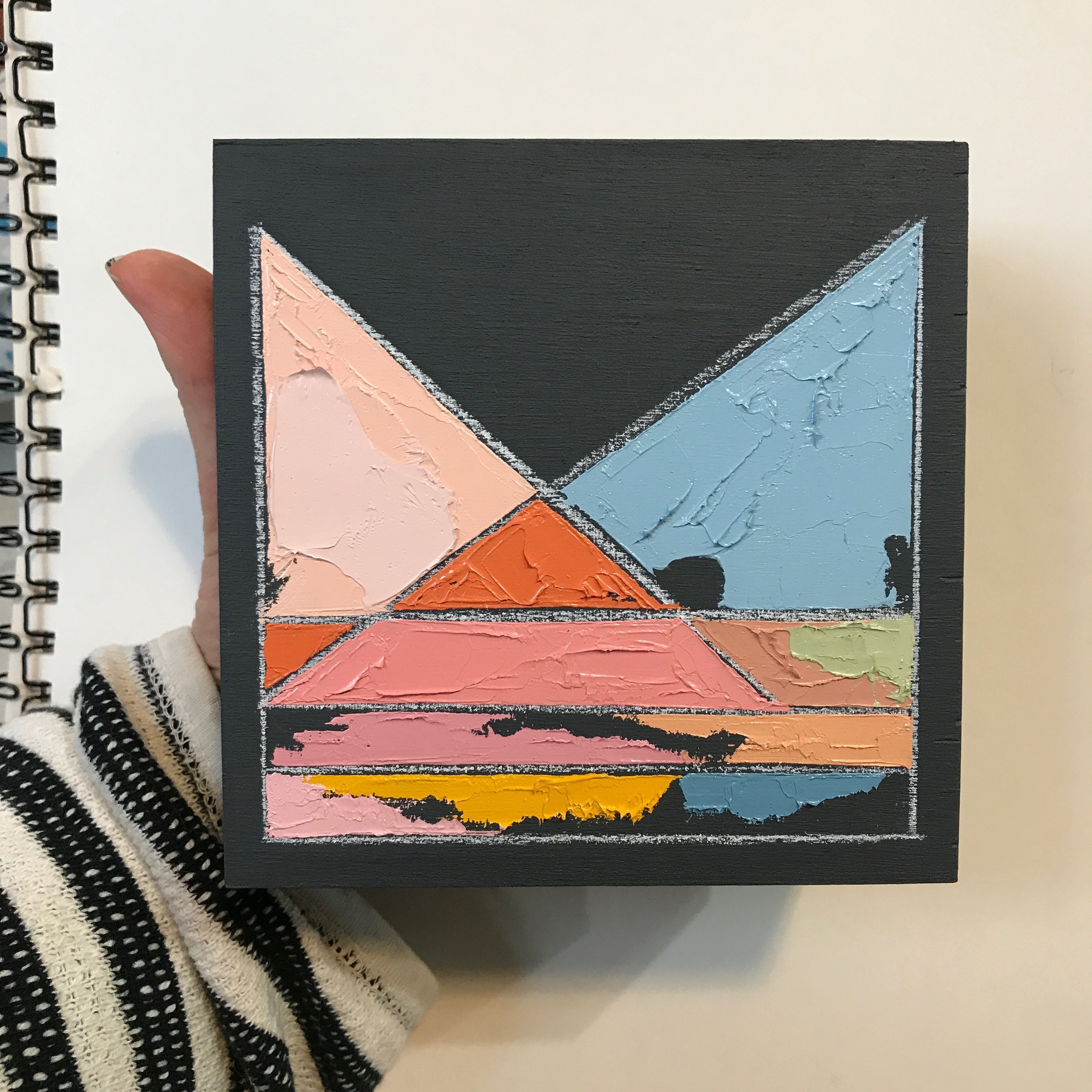  Mia Cross,  In the Southwest With You,  oil, acrylic and colored pencil on panel, 5”x5” 