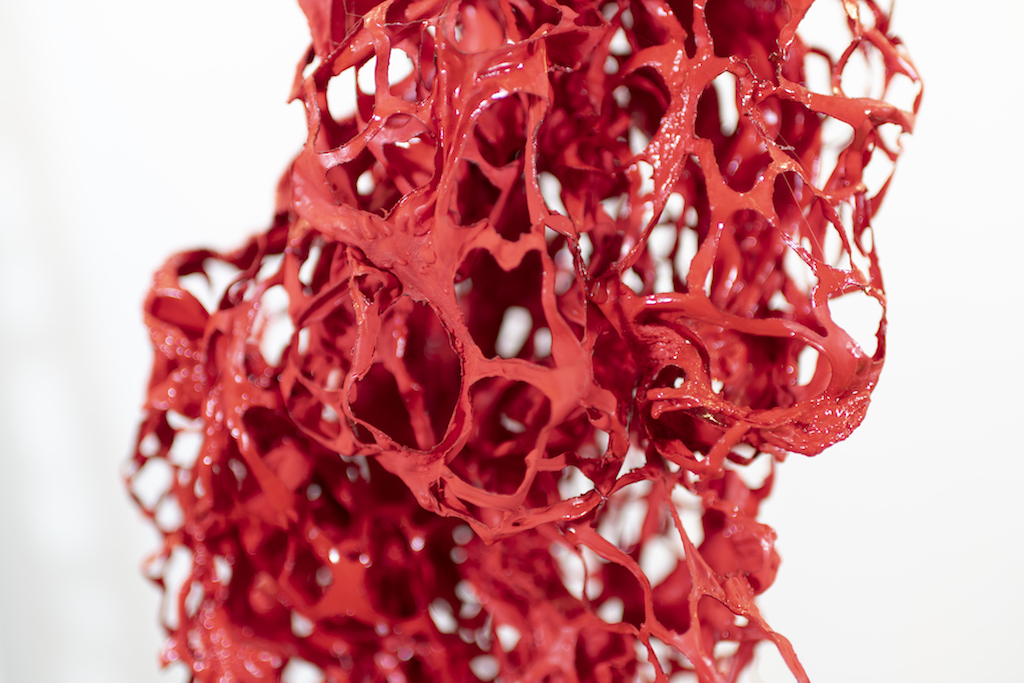 Susan Emmerson, Consumed (detail) , acrylic and latex on cut molded Tyvek, 54”x9”x9”