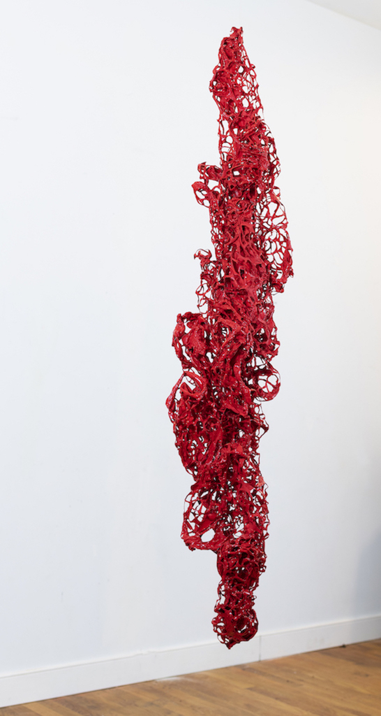 Susan Emmerson, Consumed , acrylic and latex on cut molded Tyvek, 54”x9”x9”