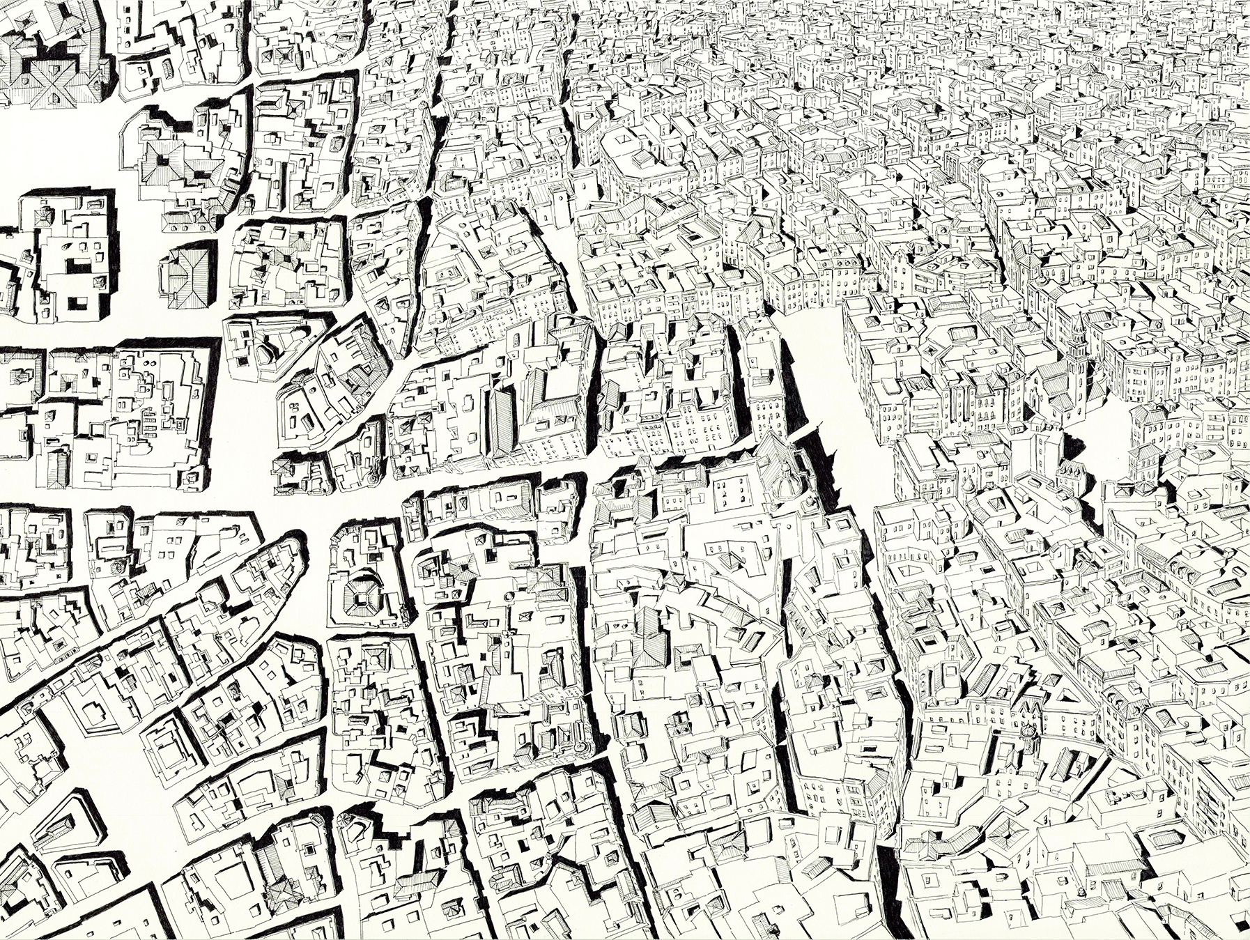 Spanish Urbanism , ink on paper, 18 x 24 inches