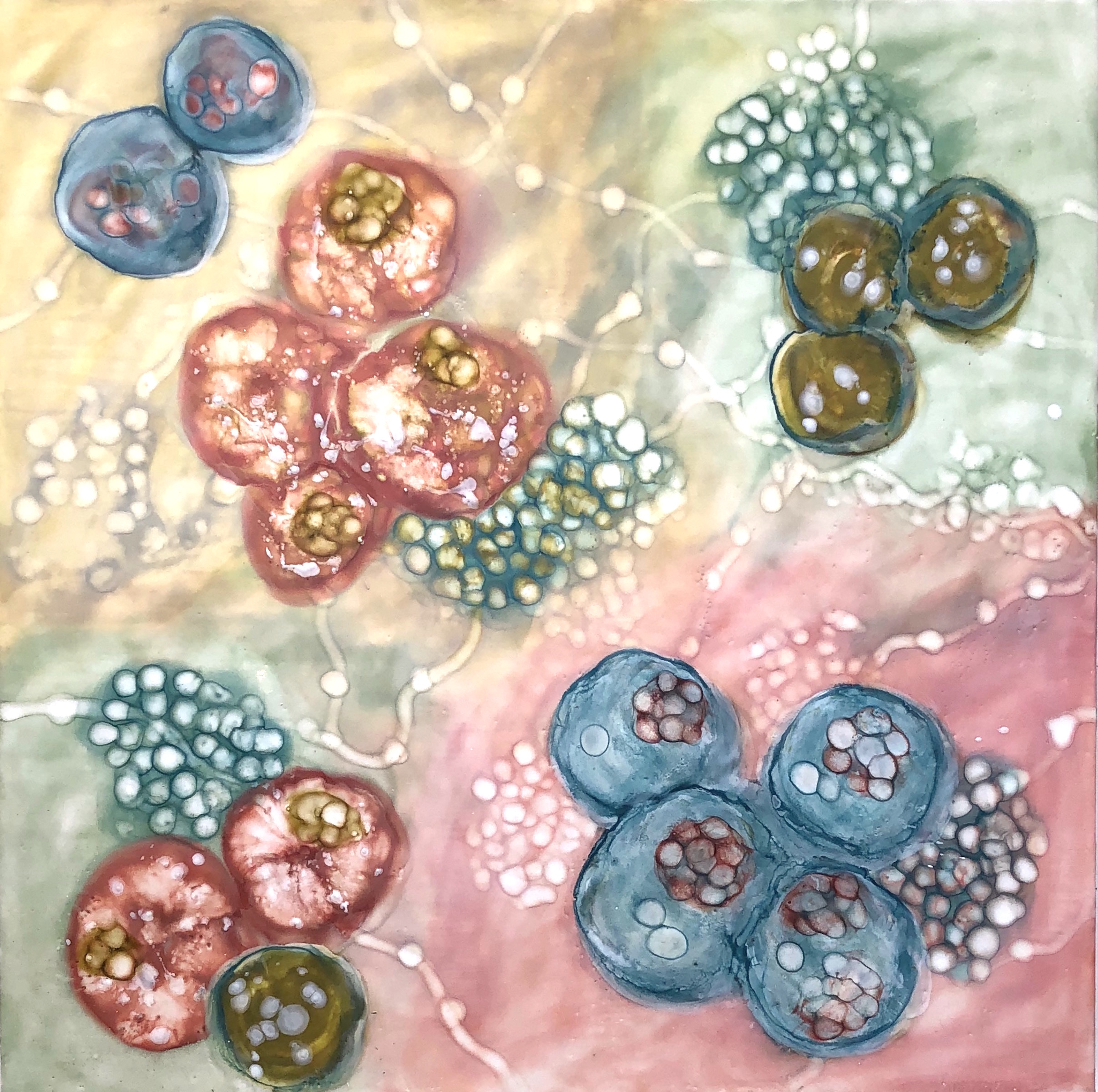 Hartung, Bio Flow 24 , Encaustic, pastel, 30x30