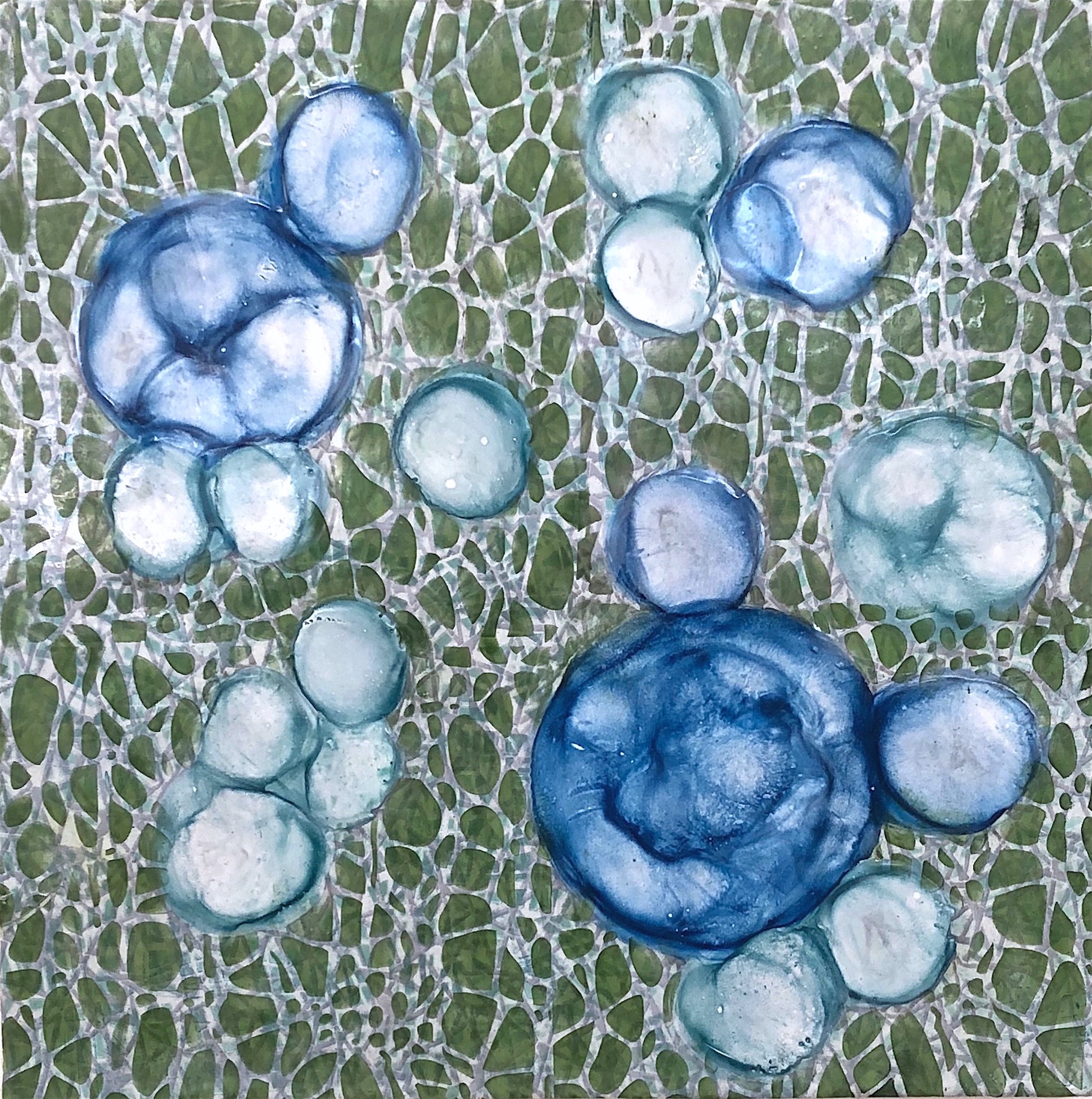 Hartung, Bio Networks 4 , Encaustic, pastel, 16x16