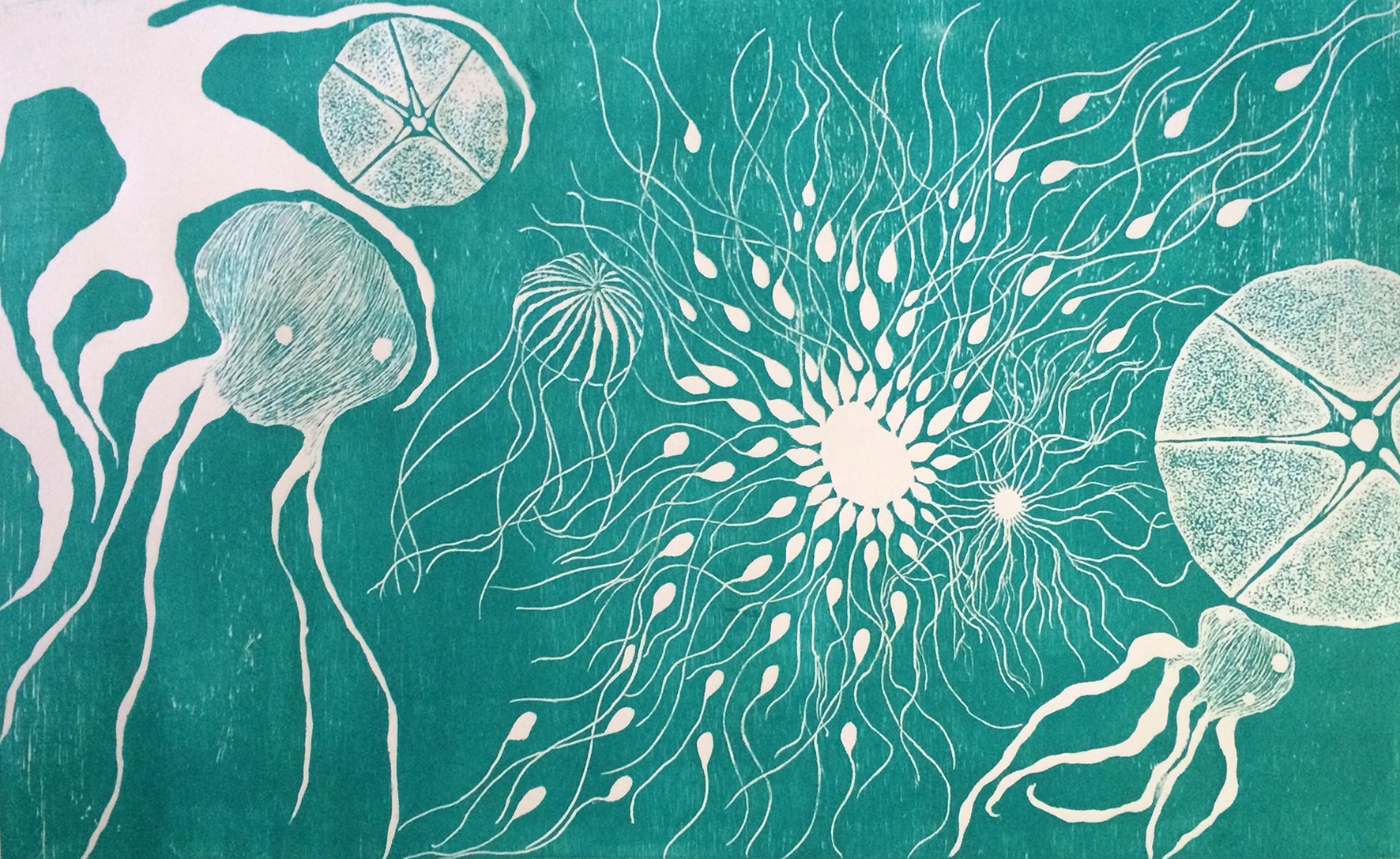 Penil Cobo, Subconscious Landscapes 1 , Woodcut print, 15x24