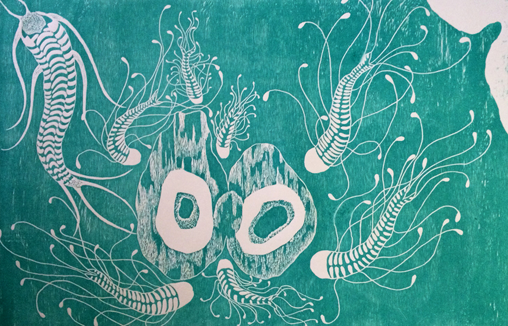 Penil Cobo, Subconscious Landscapes 2 , Woodcut print, 16x24