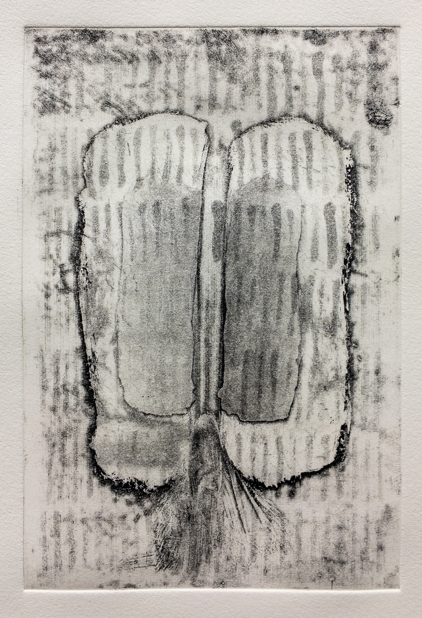   Approximately 140 to 155 Marks Over Two Large Marks in Two States Temporally ,  copperplate spit bite etching, 11 x 15-1/2 inches 