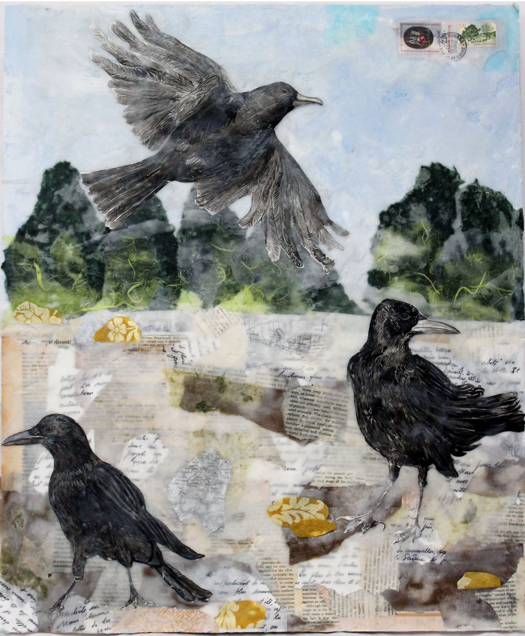 And the End and the Beginning Were Always There , encaustic & mixed media, 20 x 24 inches