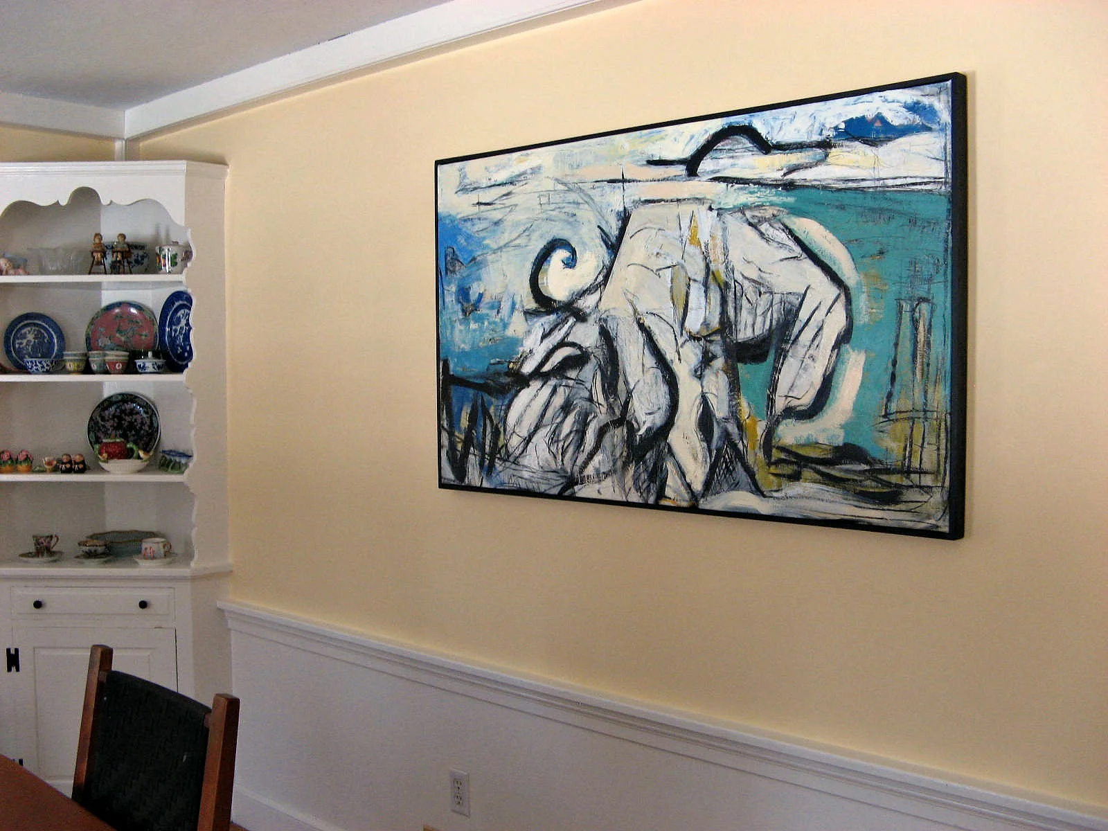 A painting by Iris Osterman installed in a collector’s home. See Osterman’s most recent work in Fountain Street’s April 2019 main gallery exhibition “Altered Matter X2”