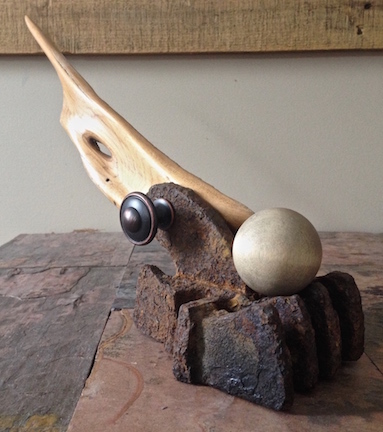 Runt, wood and metal, 7 x 4 inches