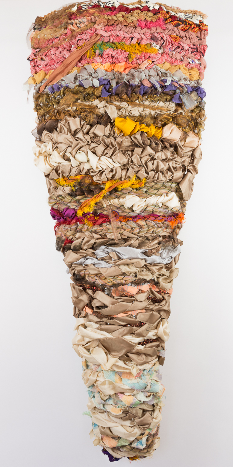  Sylvia Vander Sluis,  Elongated Torso , Handwoven fabric and yarn, 48x18x5 