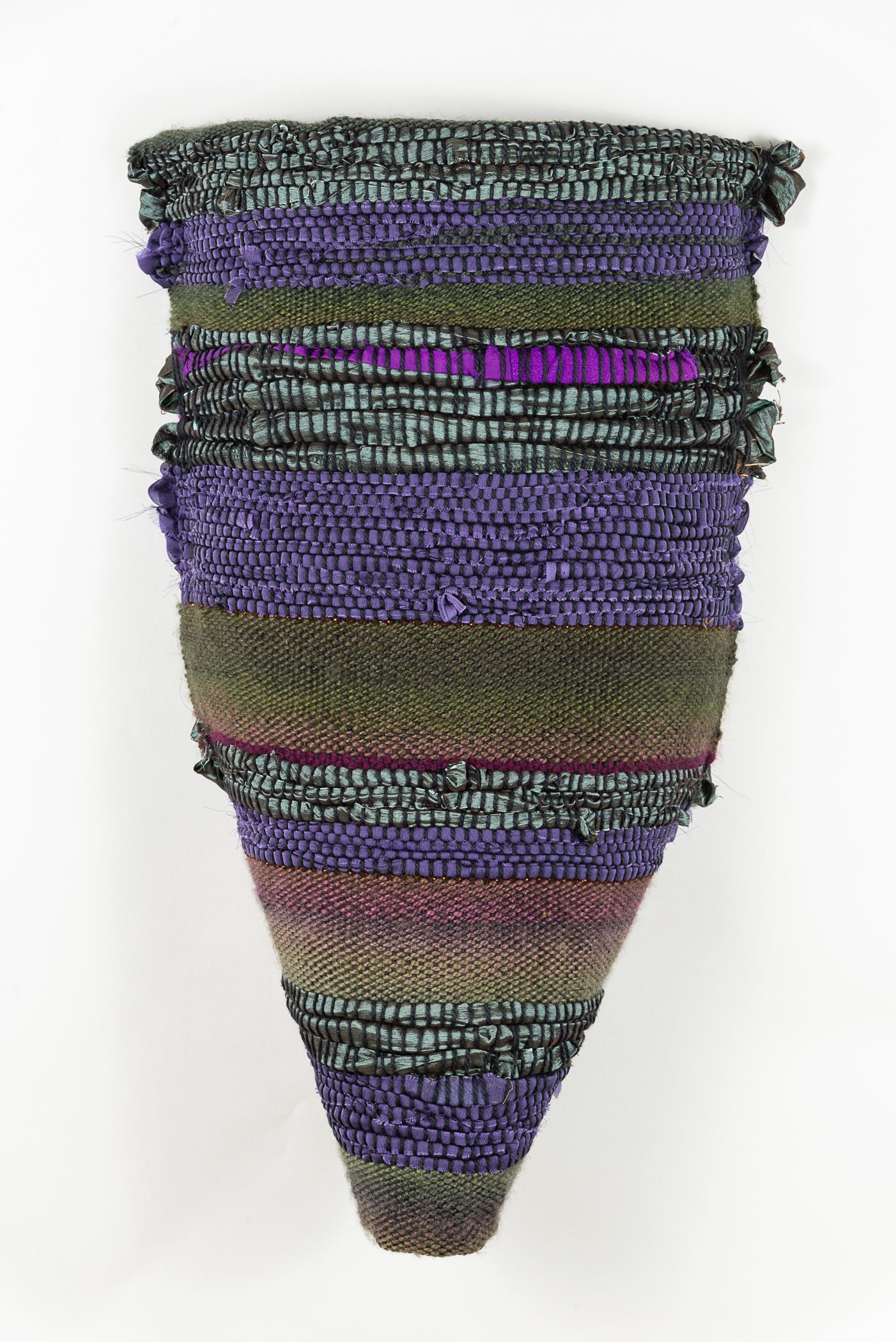  Sylvia Vander Sluis,  Torso (Purple/Turquoise)  Handwoven wool, silk, polyester, 20x12x3 
