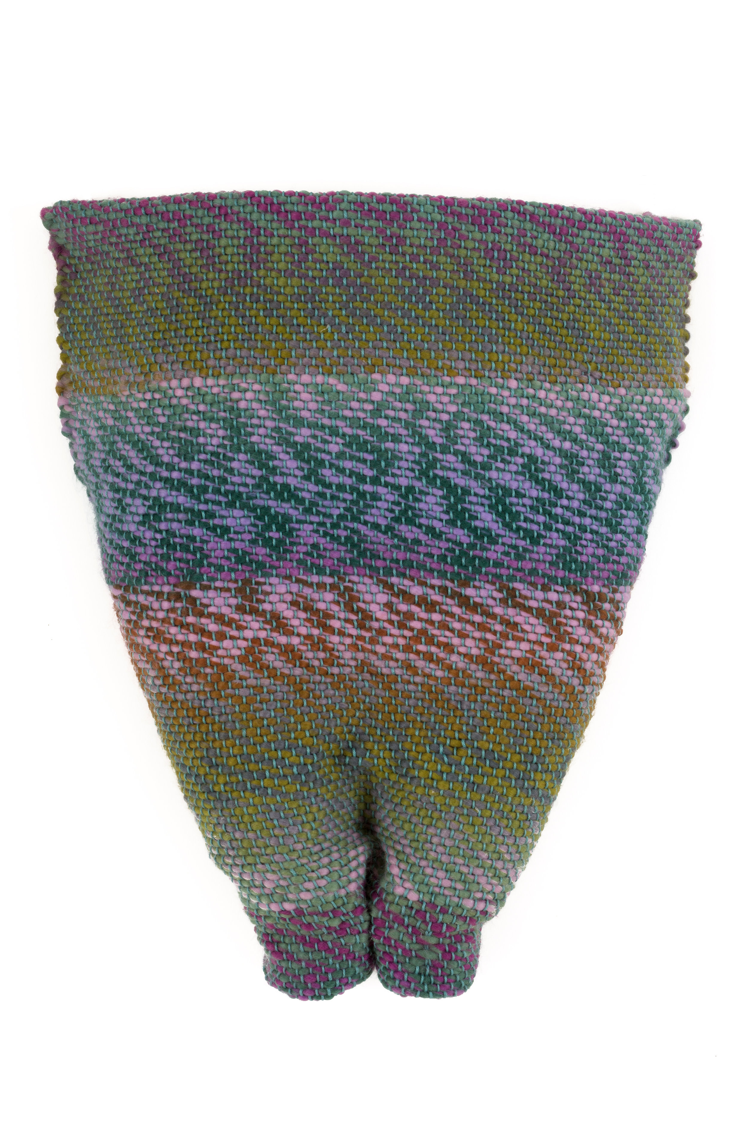  Sylvia Vander Sluis,  Turquoise/Green/Purple Pelvis,  Handwoven acrylic yarn over mesh, 15x12x4 