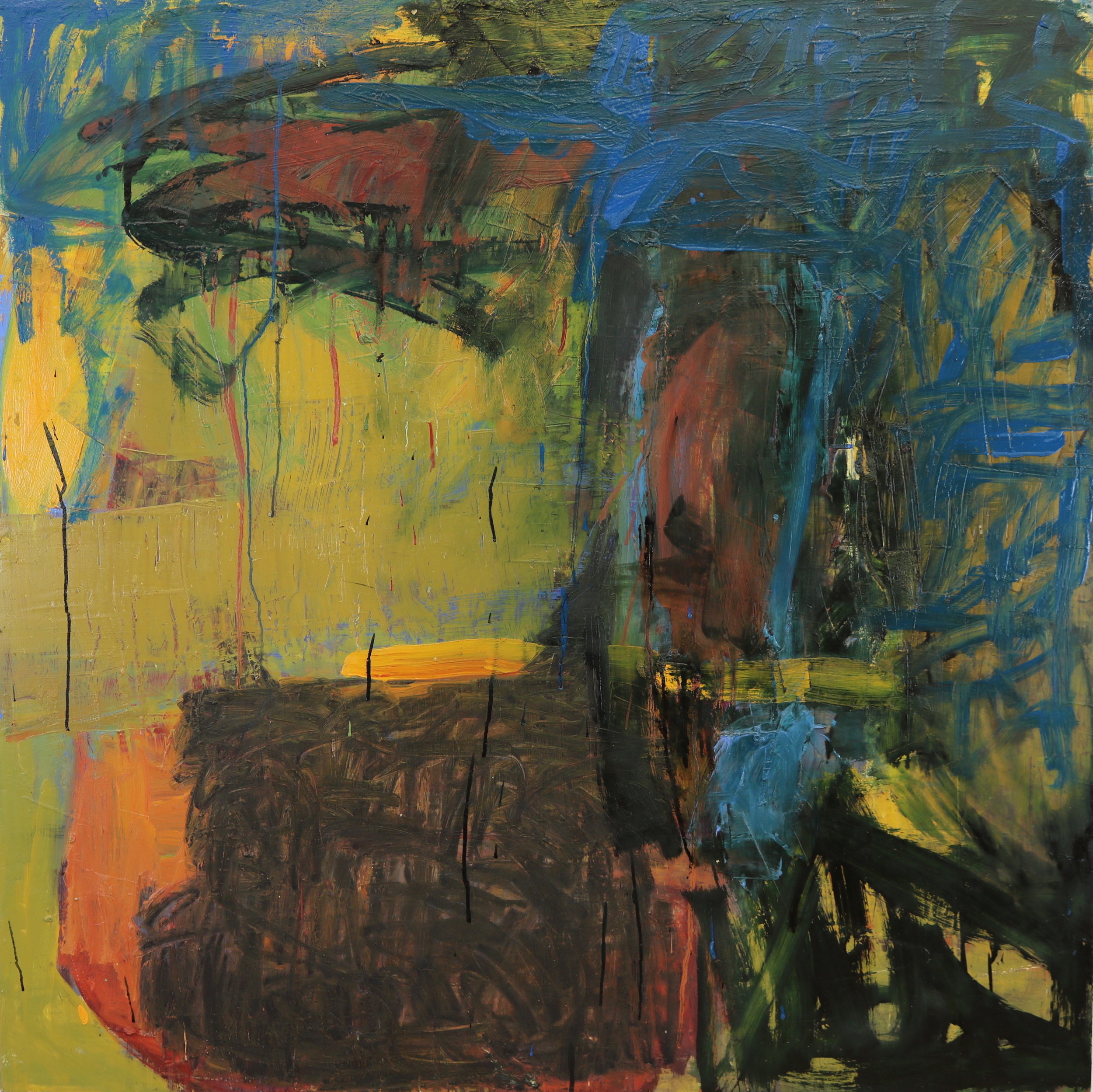 Leslie Zelamsky, Point of Departure , Mixed-media on wood panel, 42x42