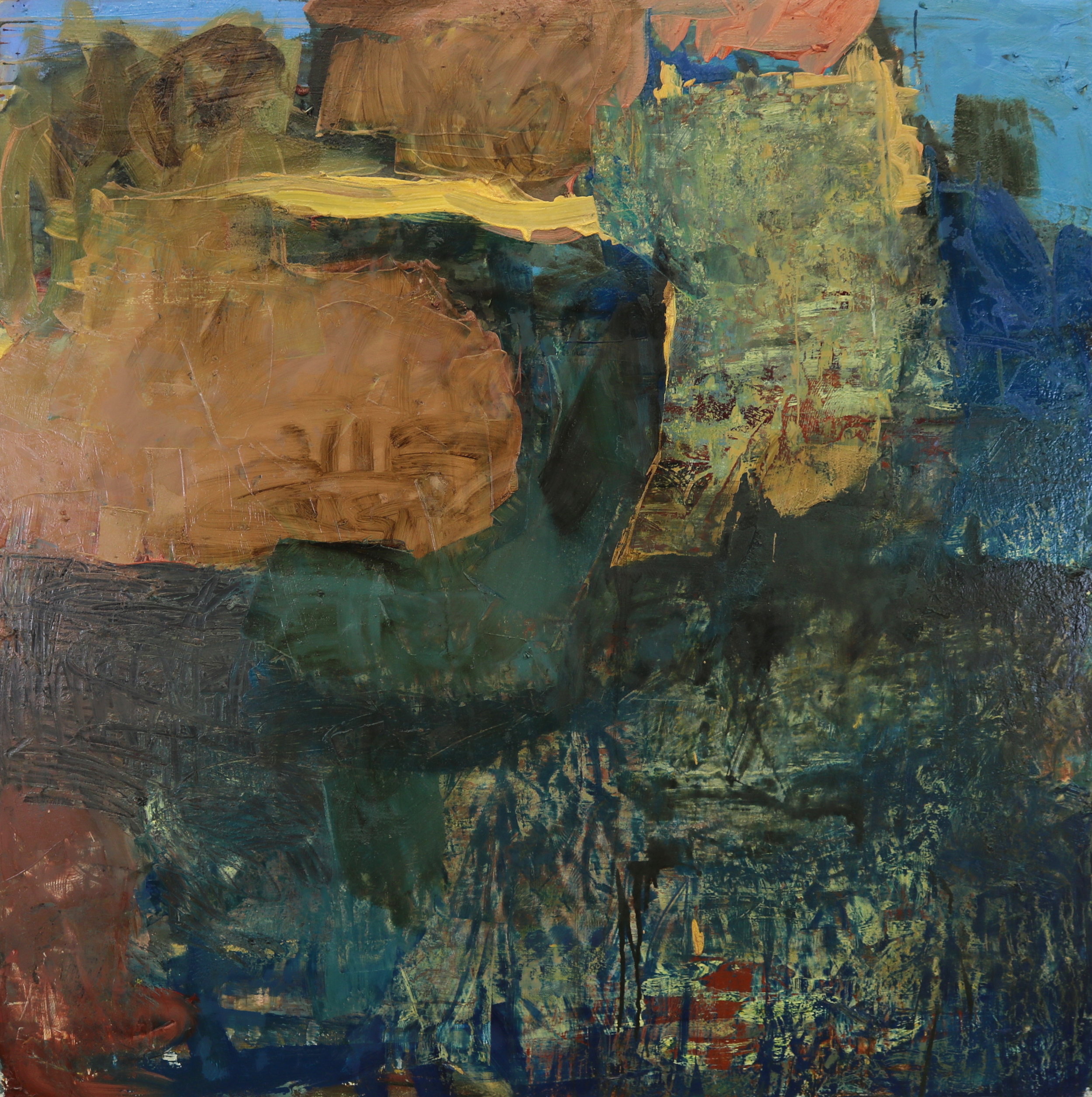  Leslie Zelamsky,  Point of Departure 2 , Mixed-media on wood panel, 42x42 