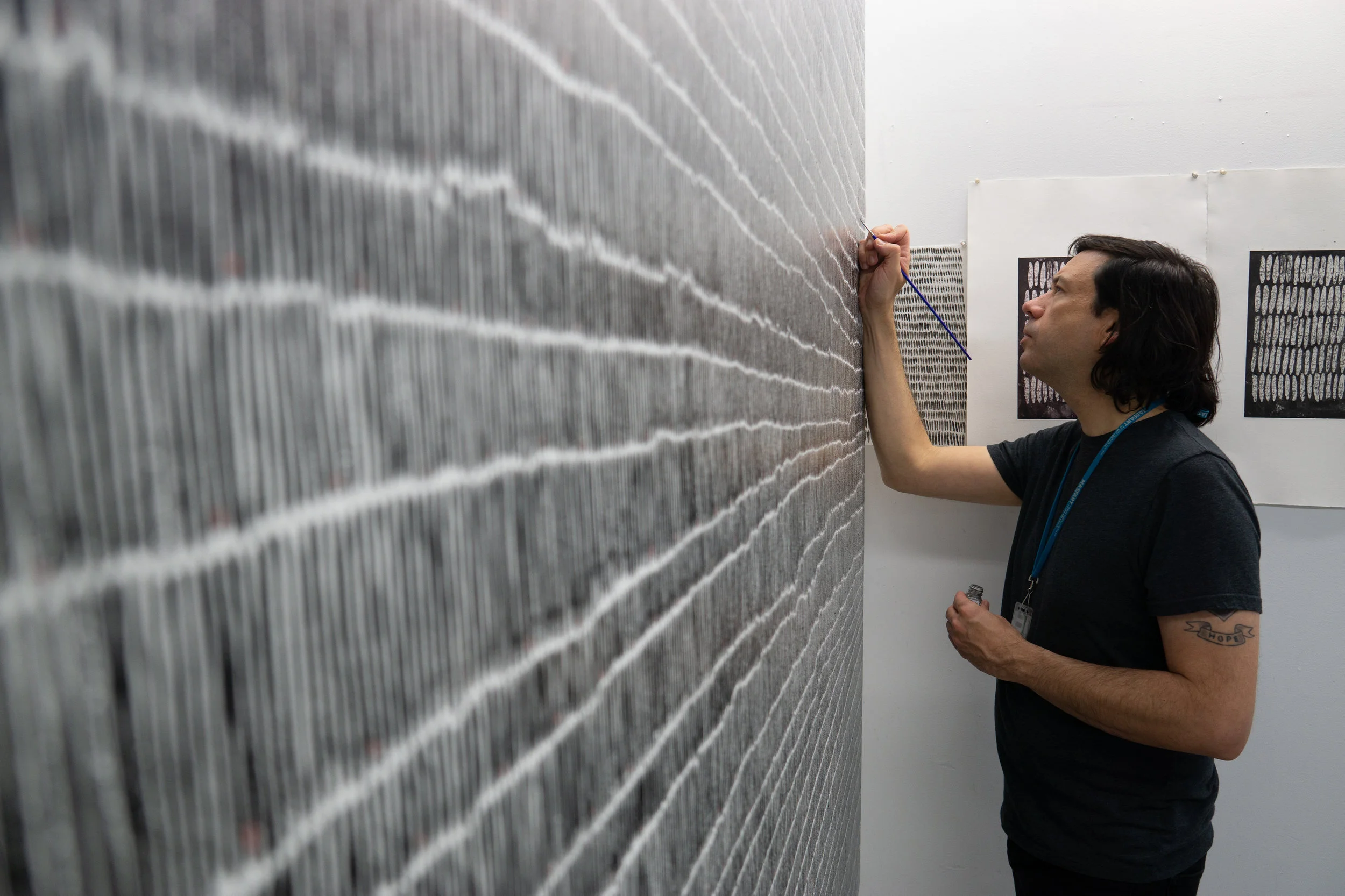 Damon Campagna working on his MFA Thesis Project (photo by Richard W.P. Huang)