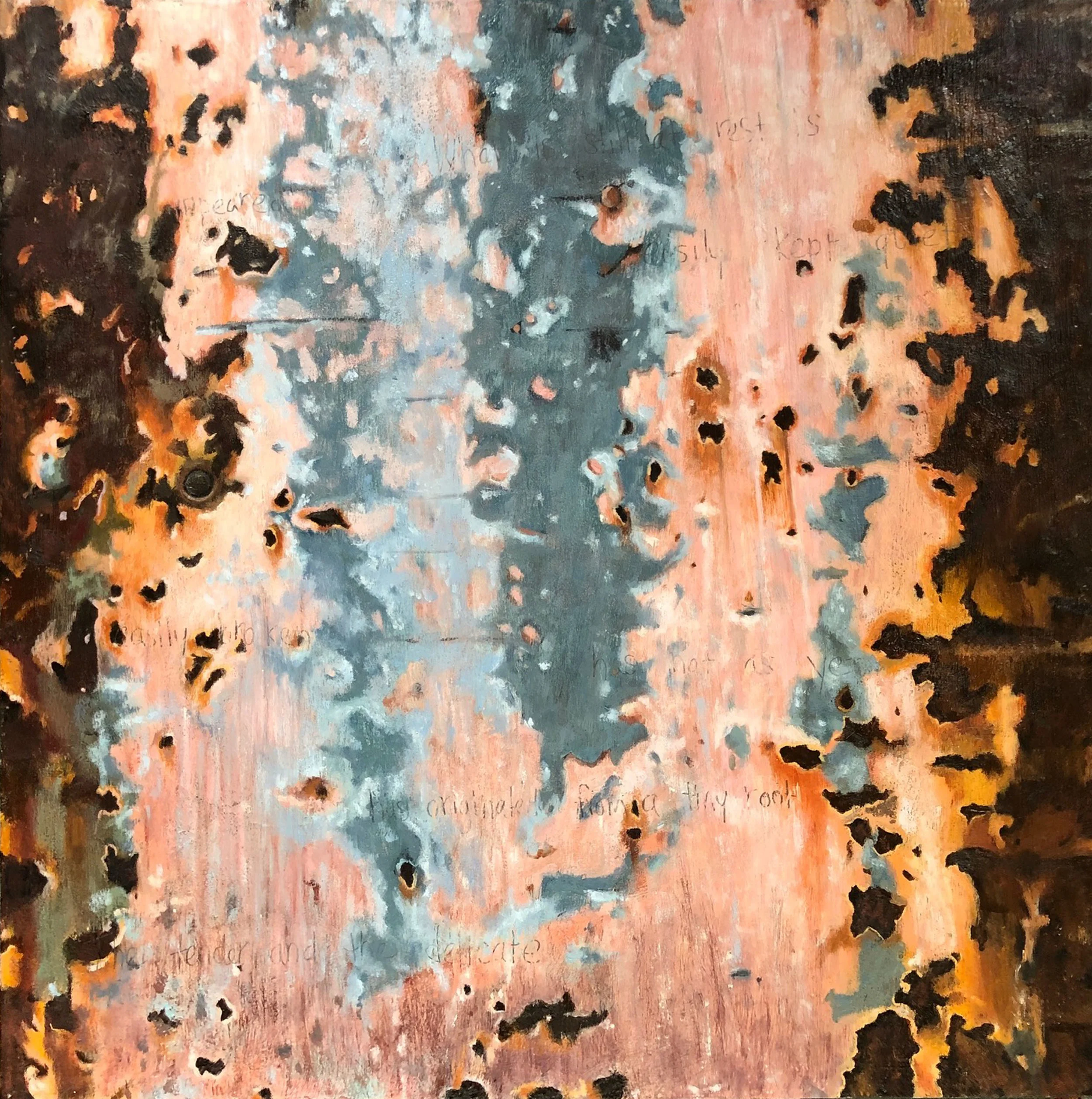 Tracy Spadafora, The Tender and the Delicate , Encaustic and oil on wood panel, 24x24