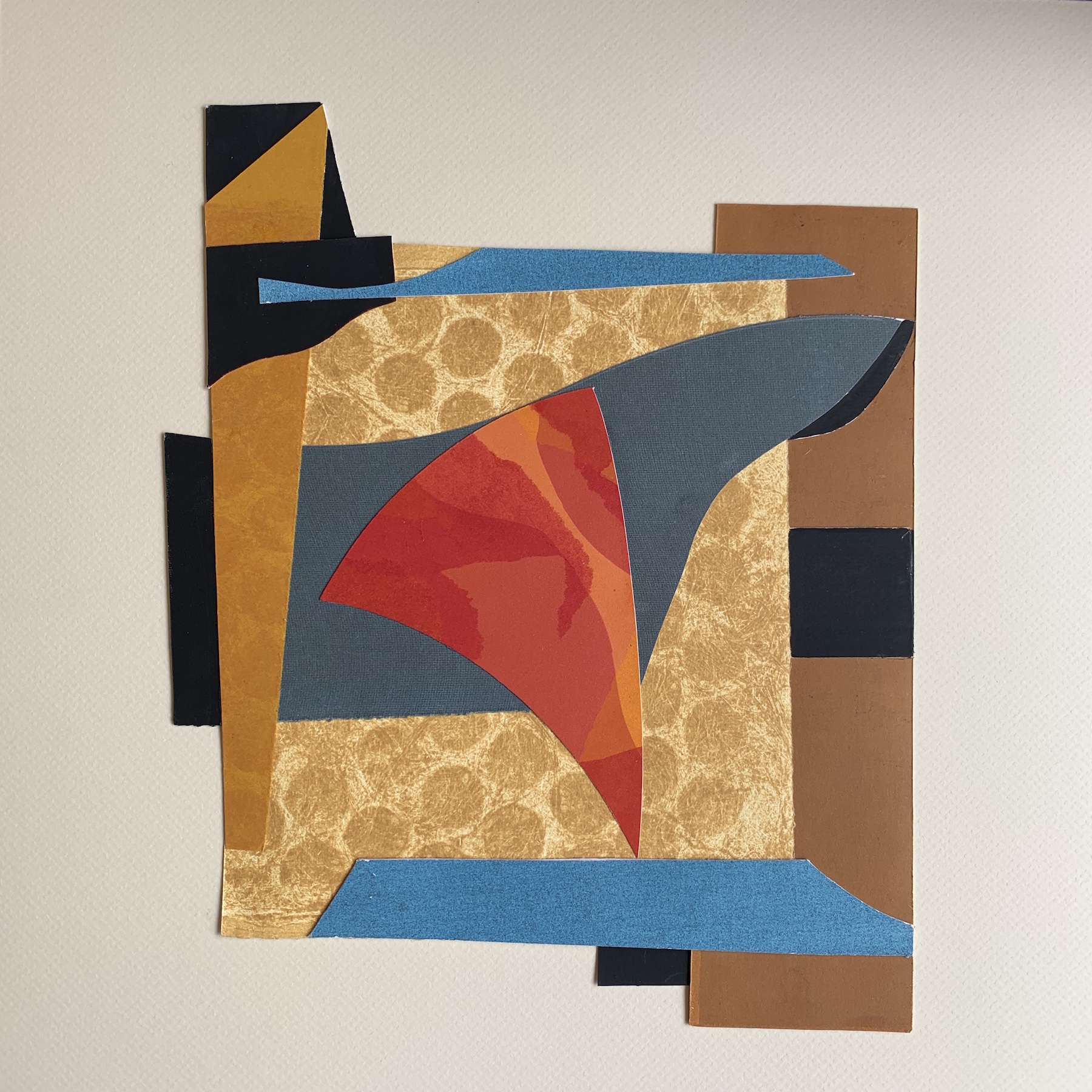 Fall into Winter, printmaking, mixed media collage, 16 x 16 inches