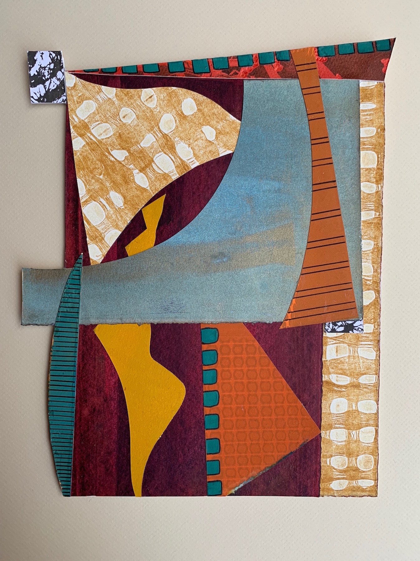 Like Water and Wine in the Summertime, printmaking, mixed media collage, 16 x 16 inches