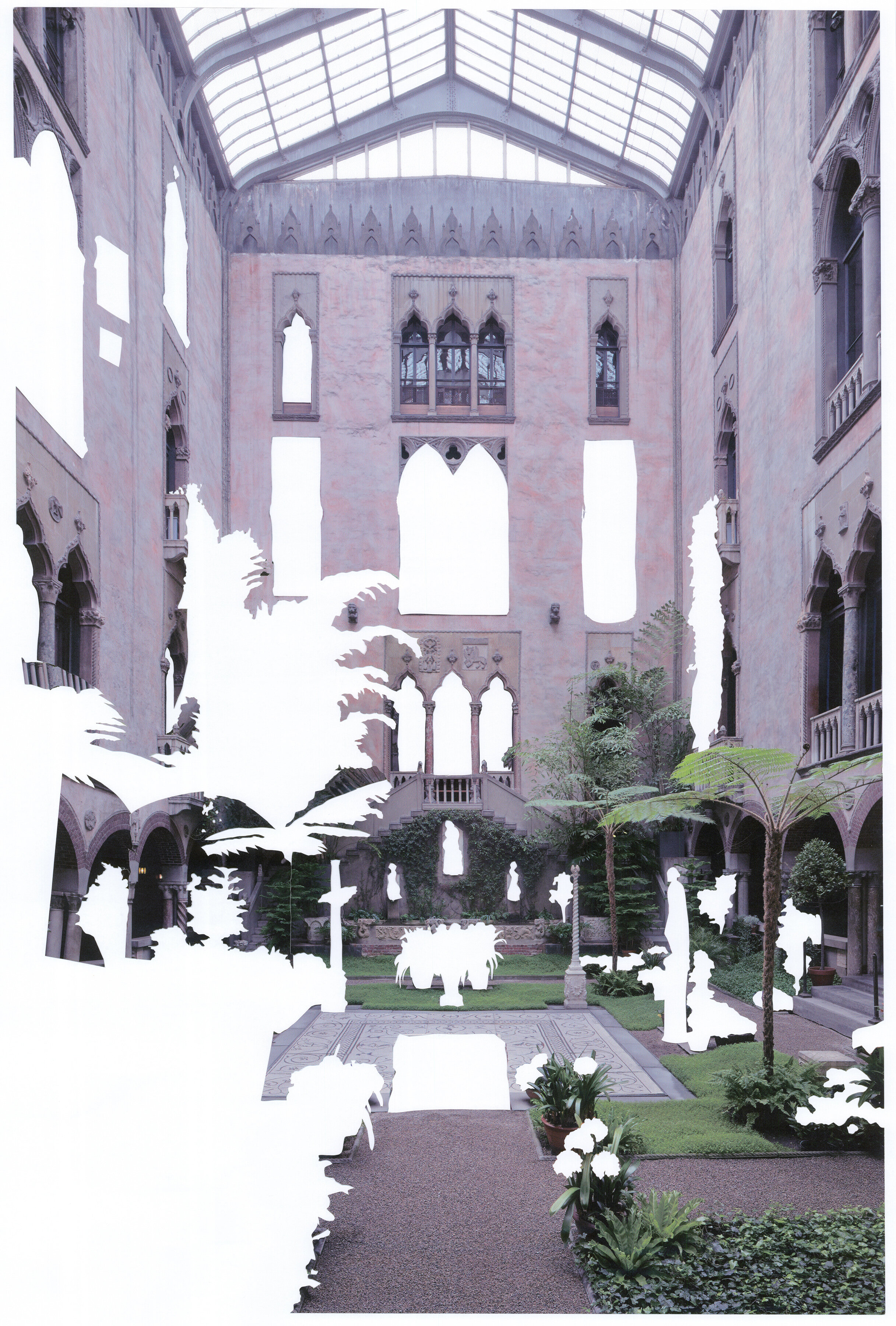 Elizabeth Alexander, Rearranging the Gardner: Courtyard-Flower , hand cut inkjet print and glue