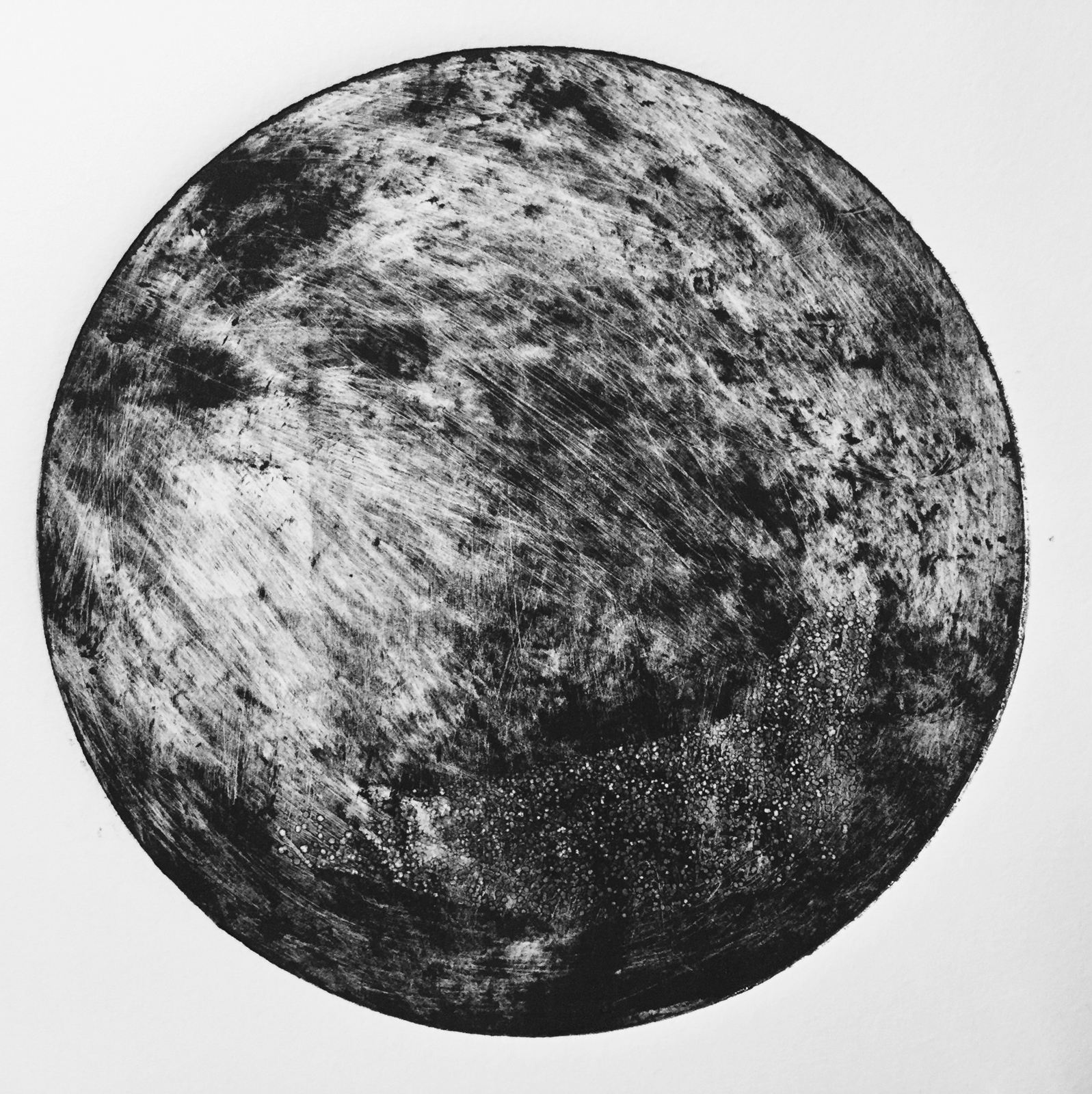  Kathline Carr,  “Asteroid”   Monotype, Chine-Colle, 8"x 8 inches (round) 