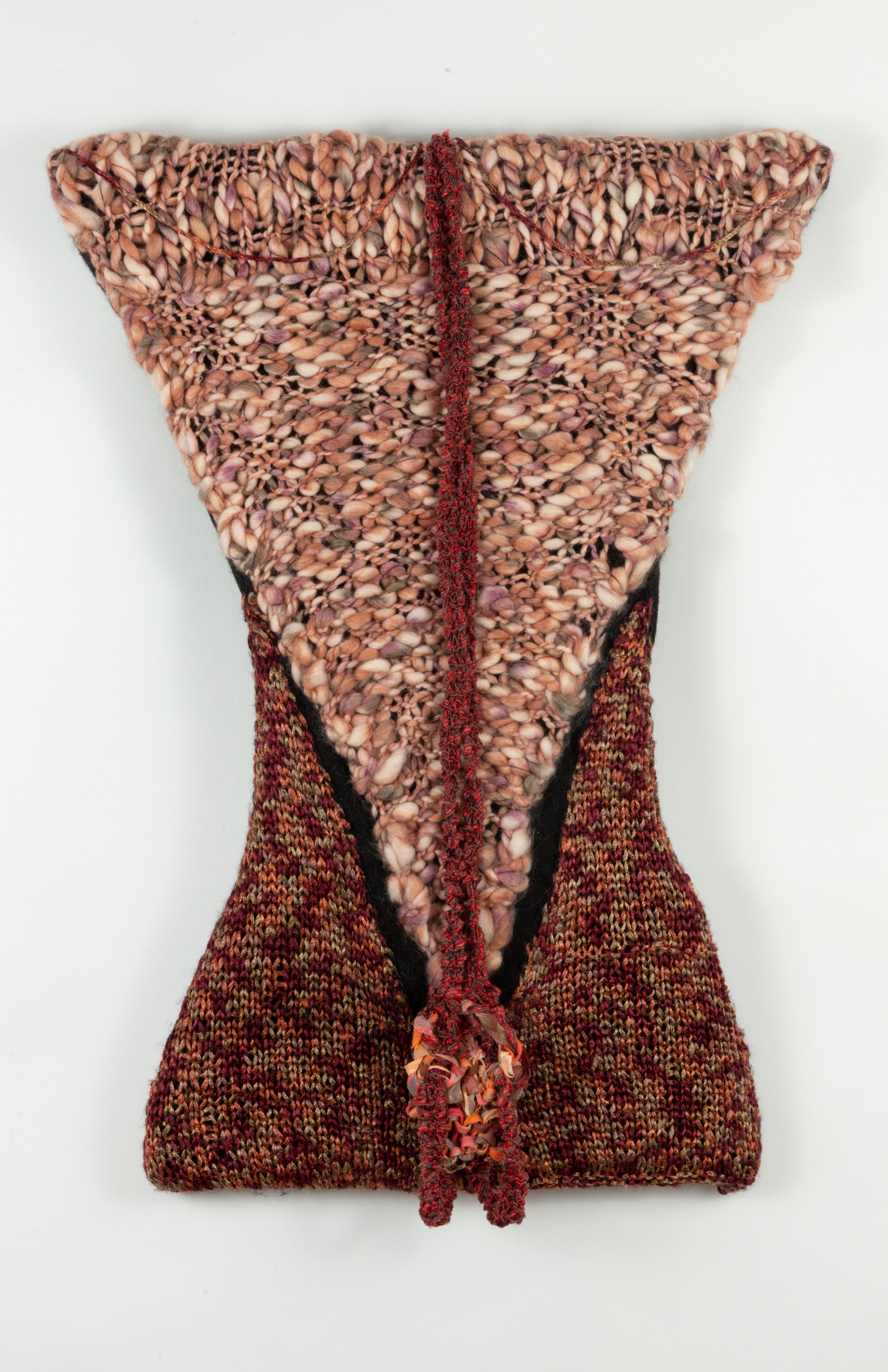  Sylvia Vander Sluis,  “Longing”   Hand-knit wool, acrylic, nylon over wire mesh, 24 x 18 x 4 inches 