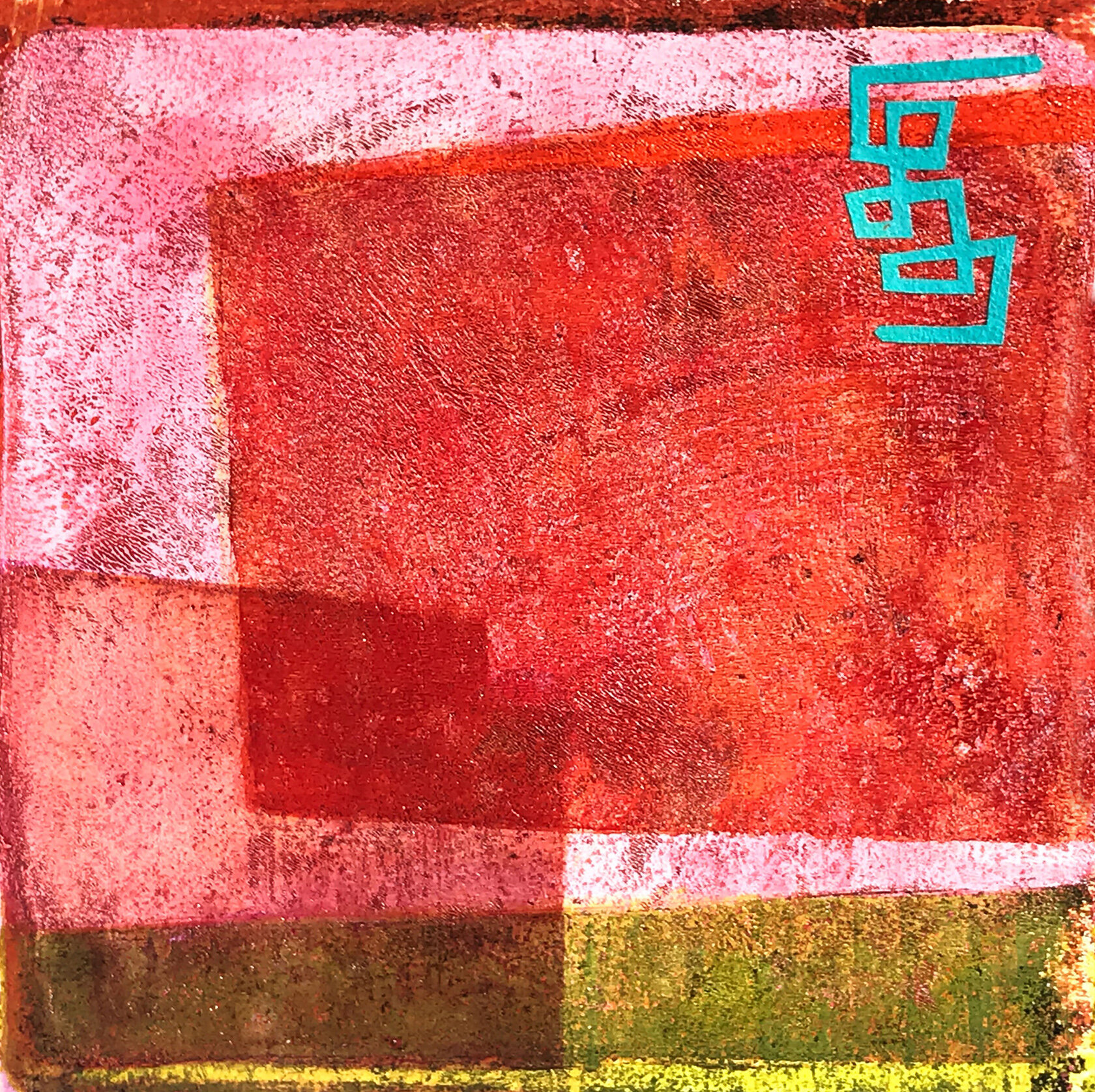   Object Thoughts 4,  monoprint, collage, 13 x 13 inches 